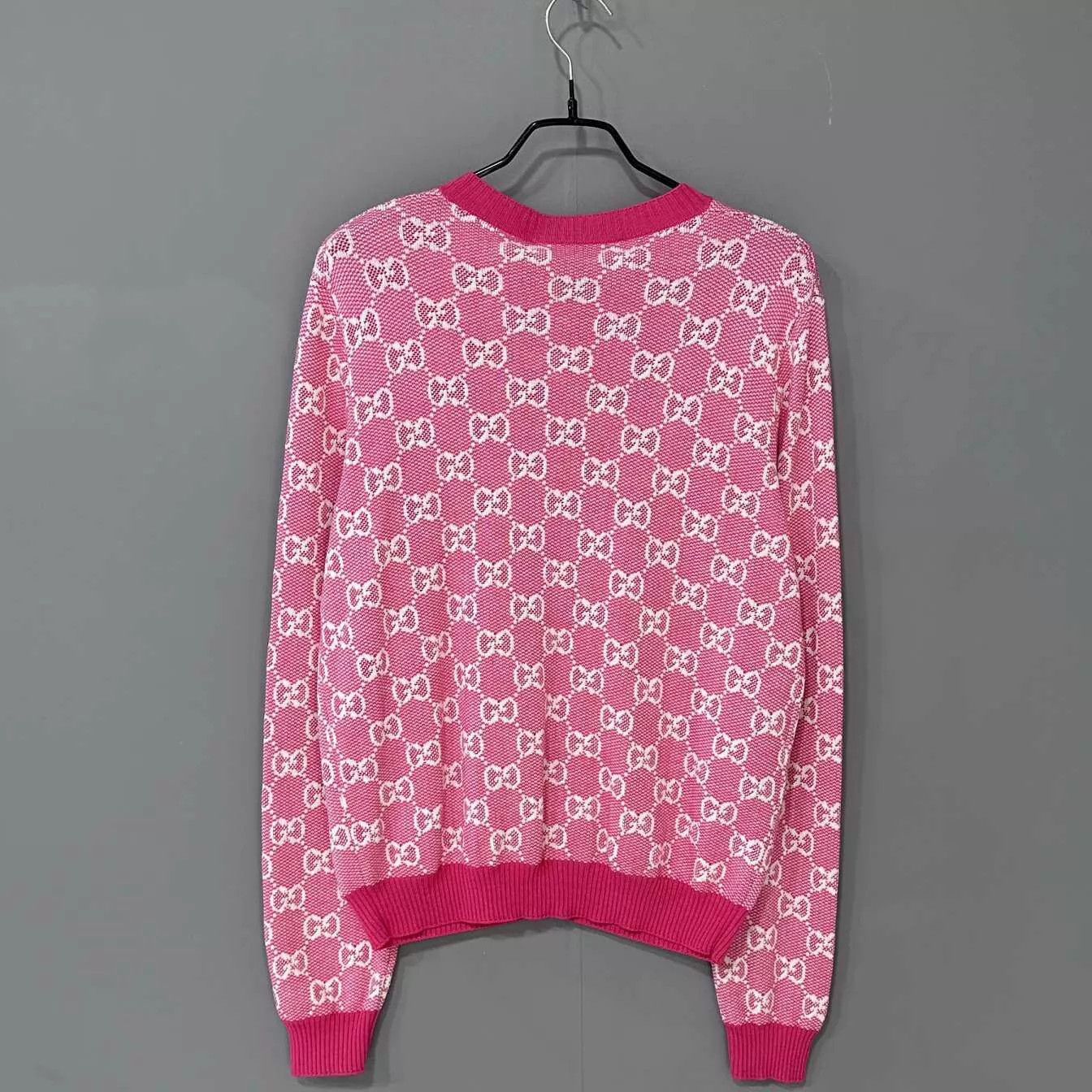 Gucci GUCCI pink all over print gold button cardigan size L Size L / US 10 / IT 46 - 3 Thumbnail