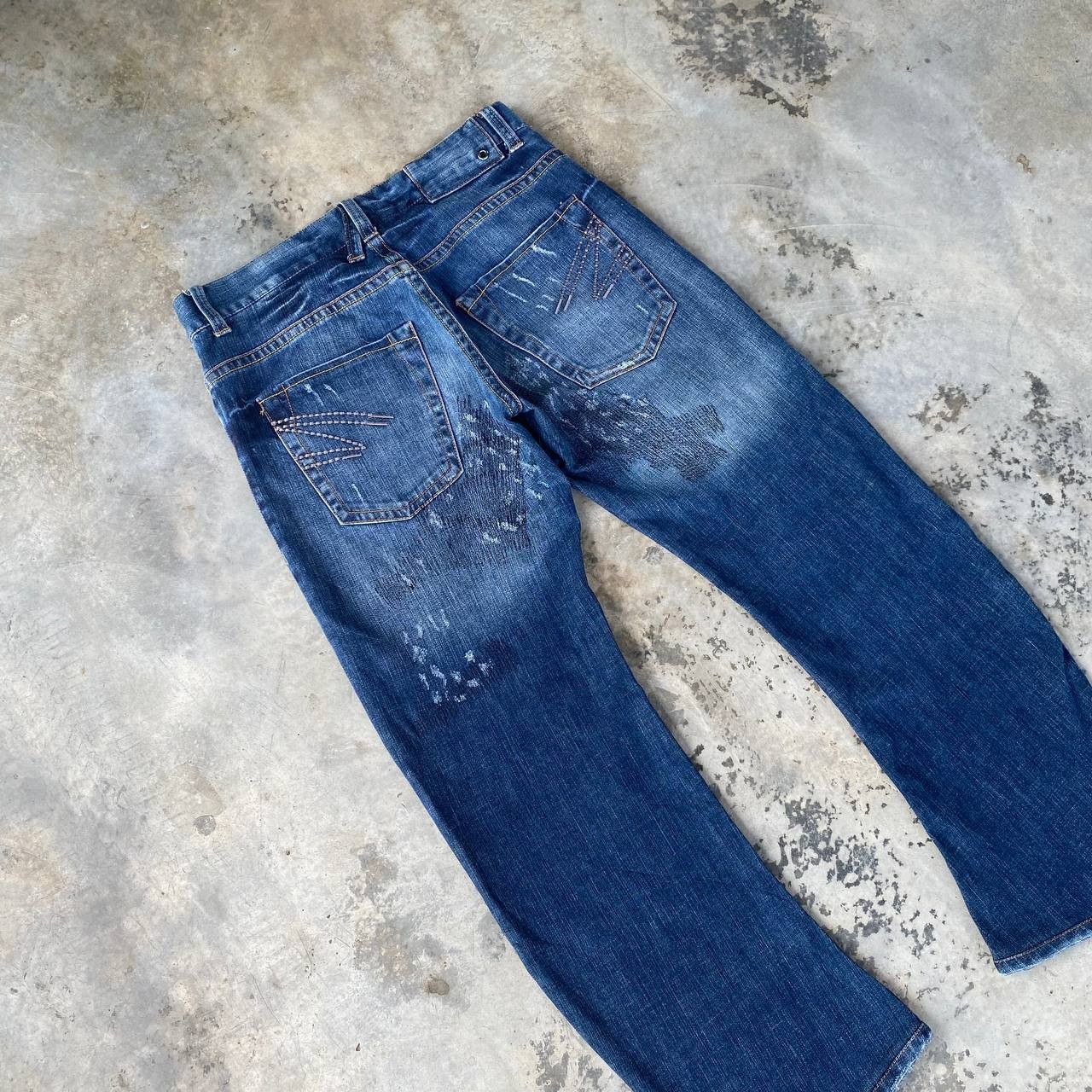291295=Homme Archival 291295=HOMME Curved Leg "J-Cut Sashiko Repair Denim Size US 30 / EU 46 - 13 Thumbnail