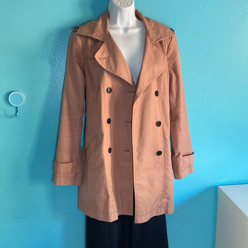 Les Copains Comptoir Des Cotonniers Womens Pale Mauve Trench Coat Size L Size L / US 10 / IT 46 - 11 Thumbnail