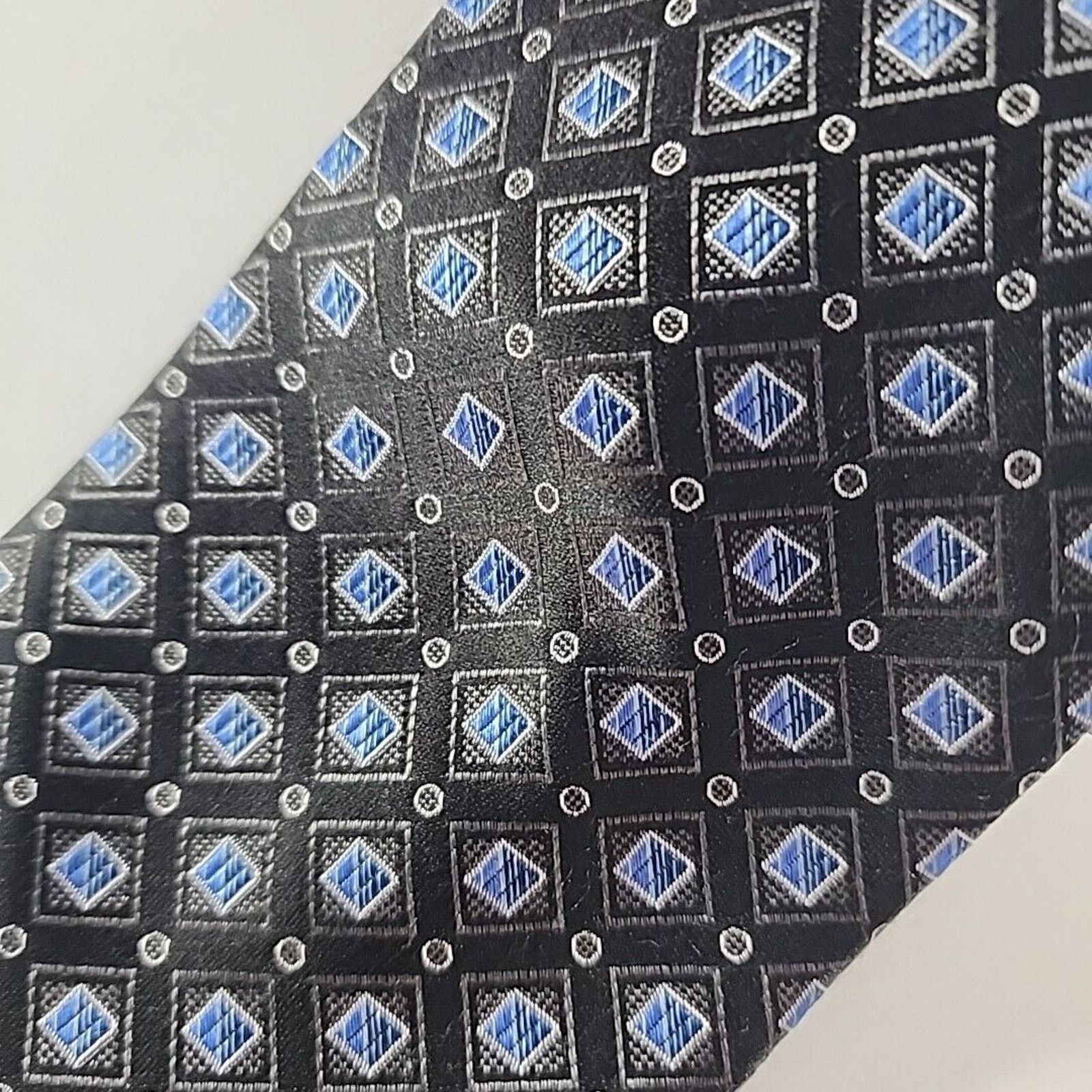 The Unbranded Brand Collections by Tango Blue with Squares & Dots Silk Necktie Size ONE SIZE - 3 Thumbnail