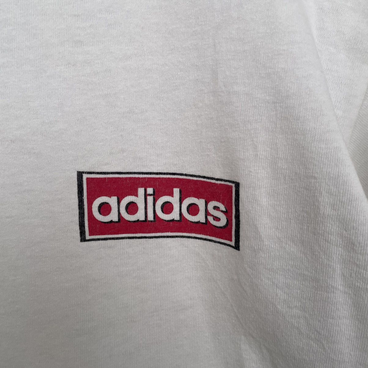 Adidas × Vintage Vintage 1990s Adidas 3 Stripes Backhit Tee Made in USA Size US M / EU 48-50 / 2 - 6 Thumbnail