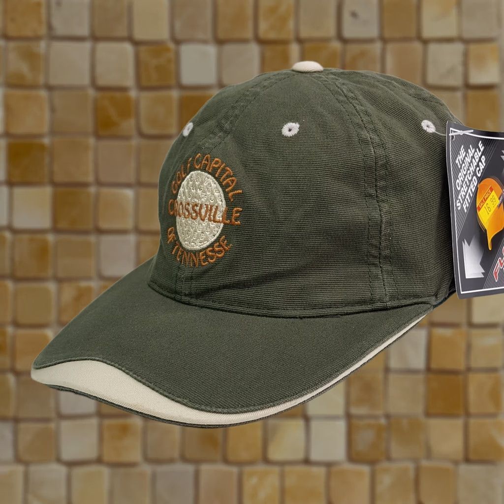 Vintage VINTAGE Crossville Golf Green PGA Stretch Outdoor Sports Hat Baseball Cap Mens One Size Green Golf Retro 90s Town Talk Size ONE SIZE - 1 Thumbnail