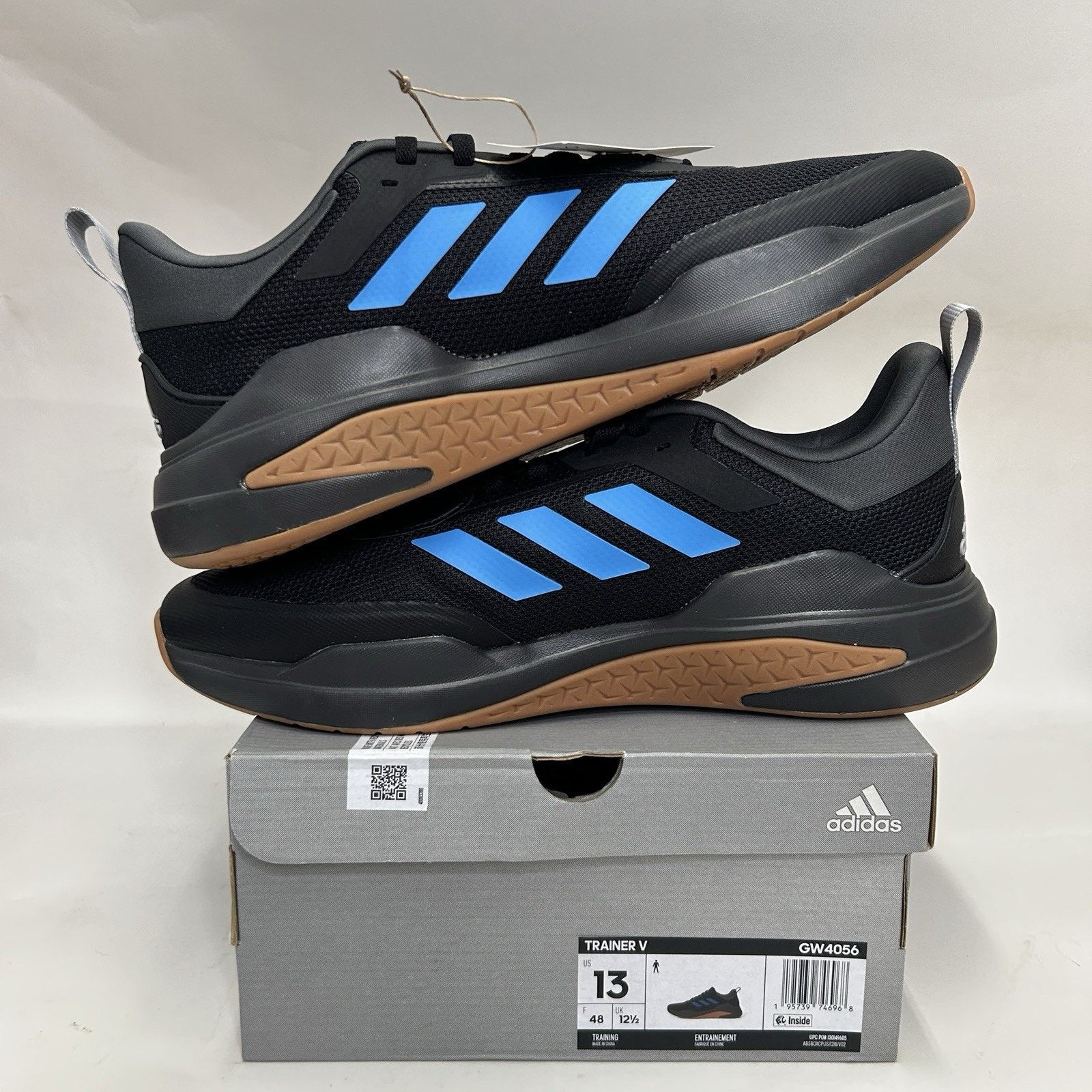 Adidas Adidas Trainer V “Black Pulse Blue Gum” GW4056 Size US 13 / EU 46 - 3 Thumbnail