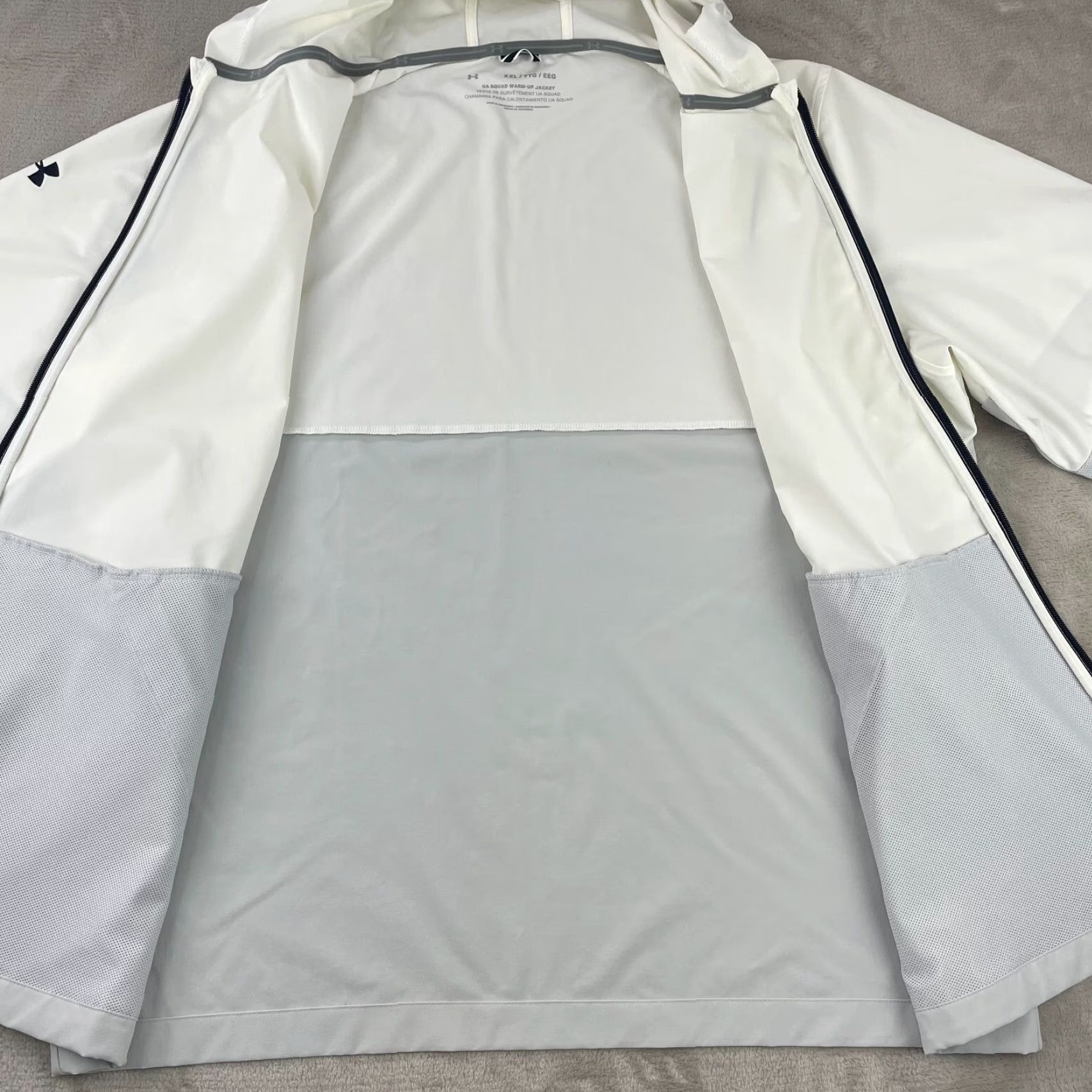 Under Armour Under Armour UA Squad Warm Up Jacket Men 2XL White ColorBlock Full Zip Hood Jacket Size US XXL / EU 58 / 5 - 6 Thumbnail