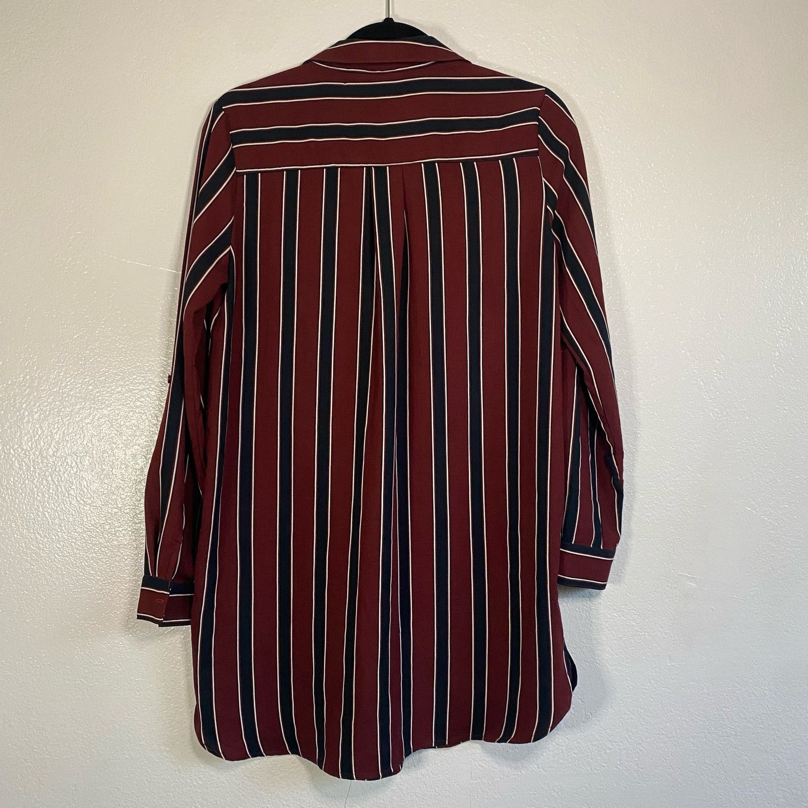 Forever 21 Forever 21 Button Up Shirt Dress Dark Red and Navy Striped S Size S / US 4 / IT 40 - 7 Thumbnail