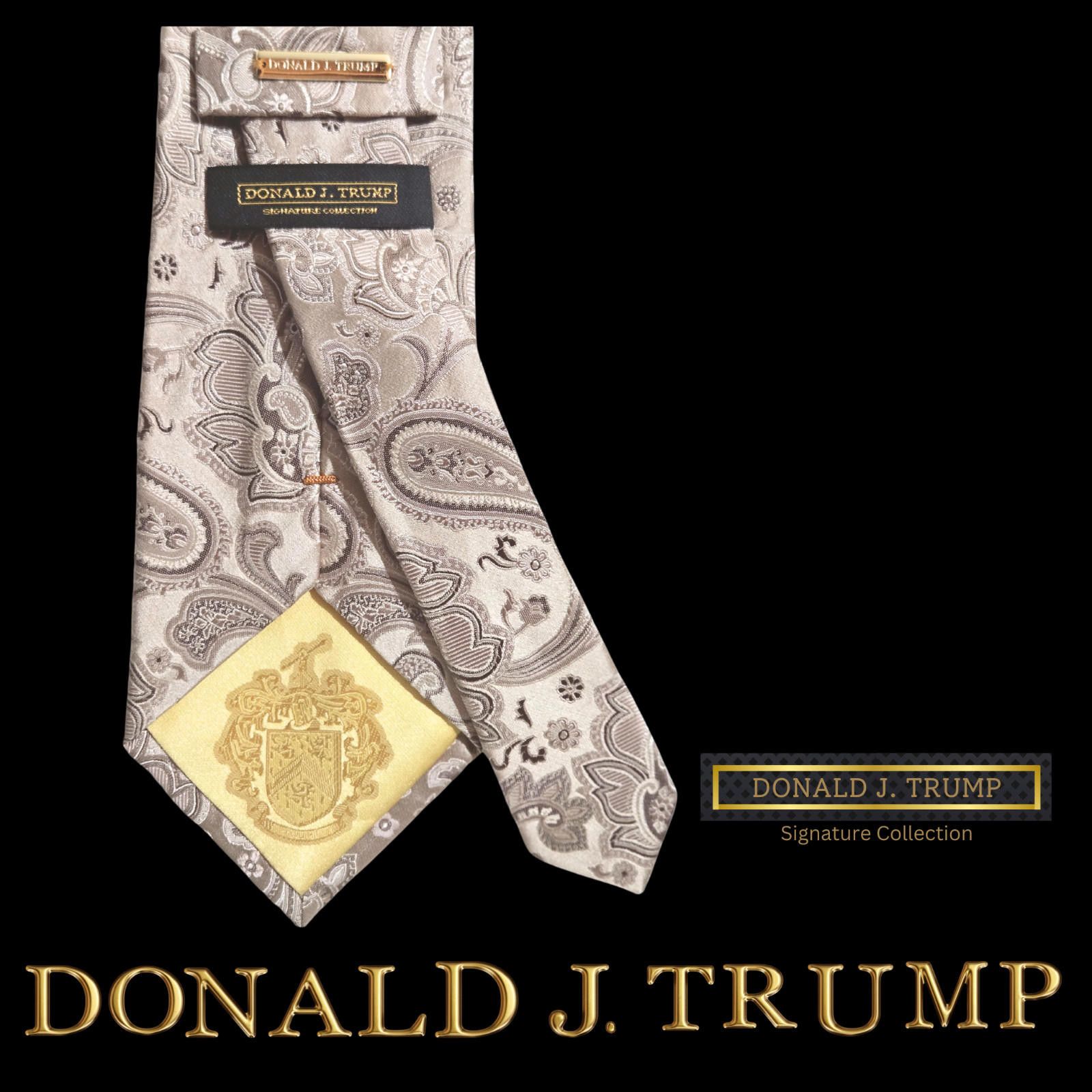 Designer Donald J. Trump Signature Collection Necktie Beige Paisley Size ONE SIZE - 2 Thumbnail