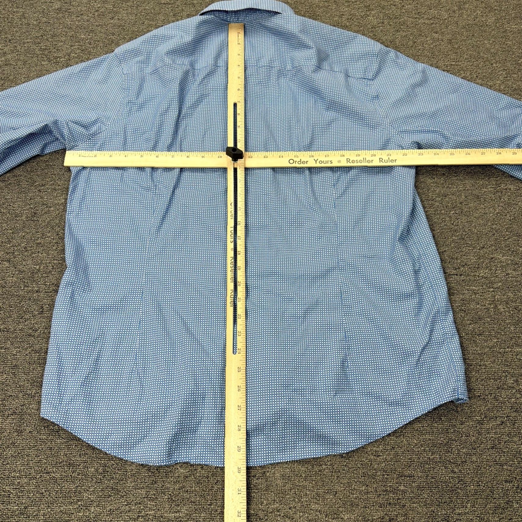 Egara VINTAGE? No. Egara Shirt Mens XL Blue Geometric Non-Iron Slim Fit Stretch Dress Flip-Cuff Size 46R - 5 Thumbnail