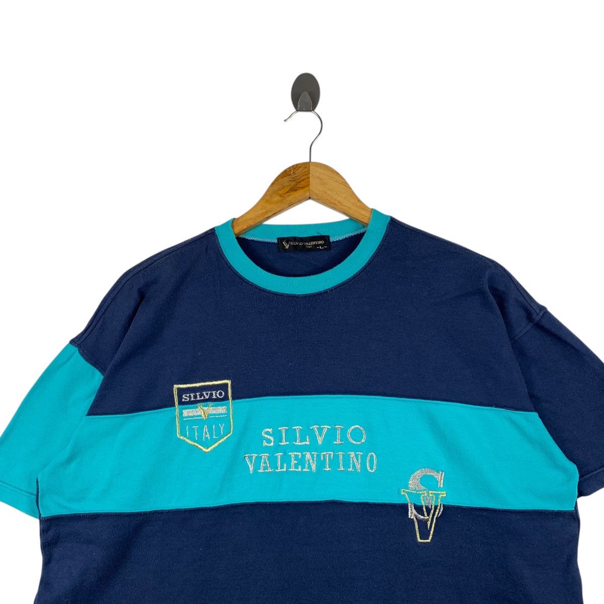 Valentino × Vintage Vintage SILVIO VALENTINO Italy Italian Designer Big T-Shirt Size US L / EU 52-54 / 3 - 3 Thumbnail