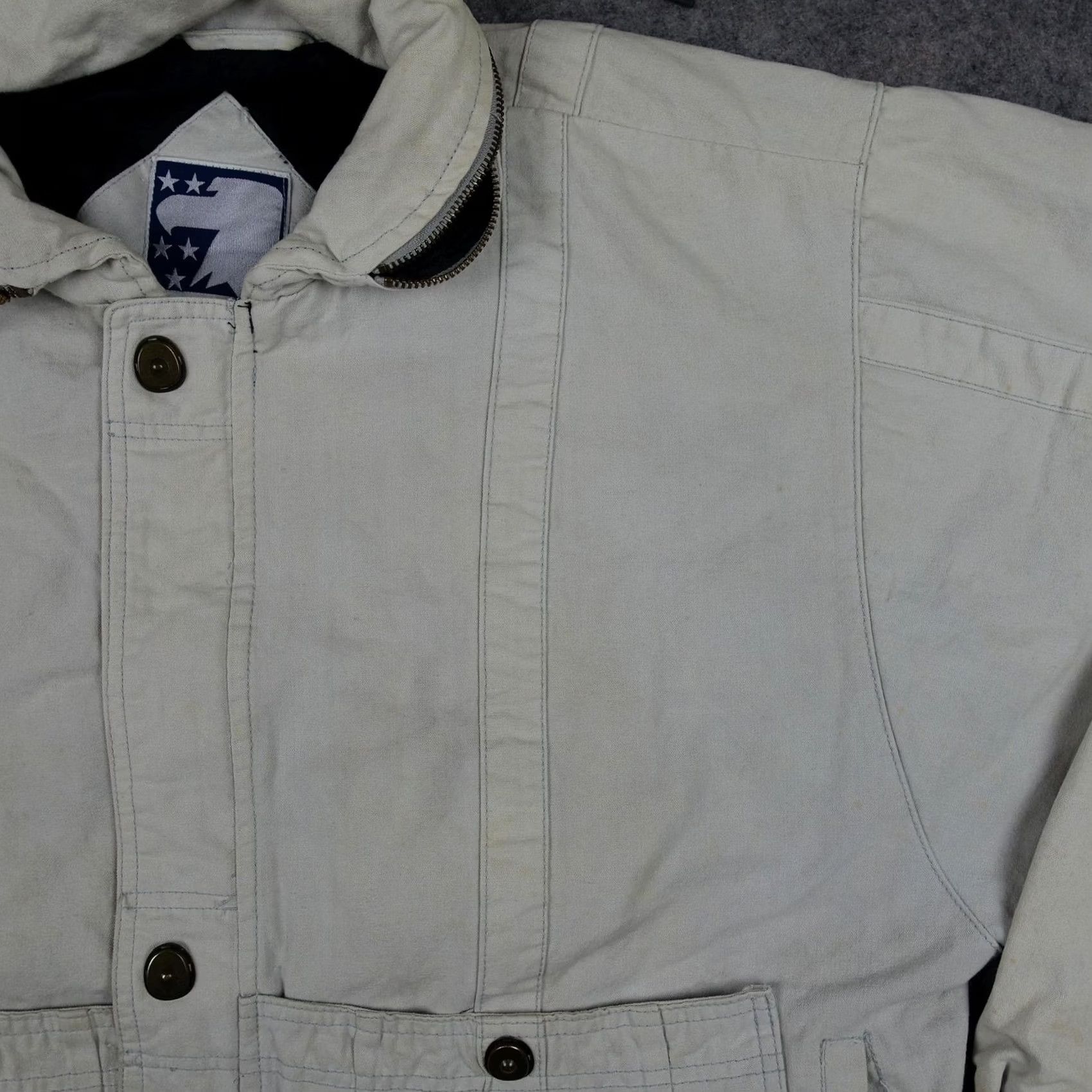 Vintage VINTAGE American Outerware Company Jacket Mens Medium Beige Canvas Hooded Bomber Size US M / EU 48-50 / 2 - 5 Thumbnail