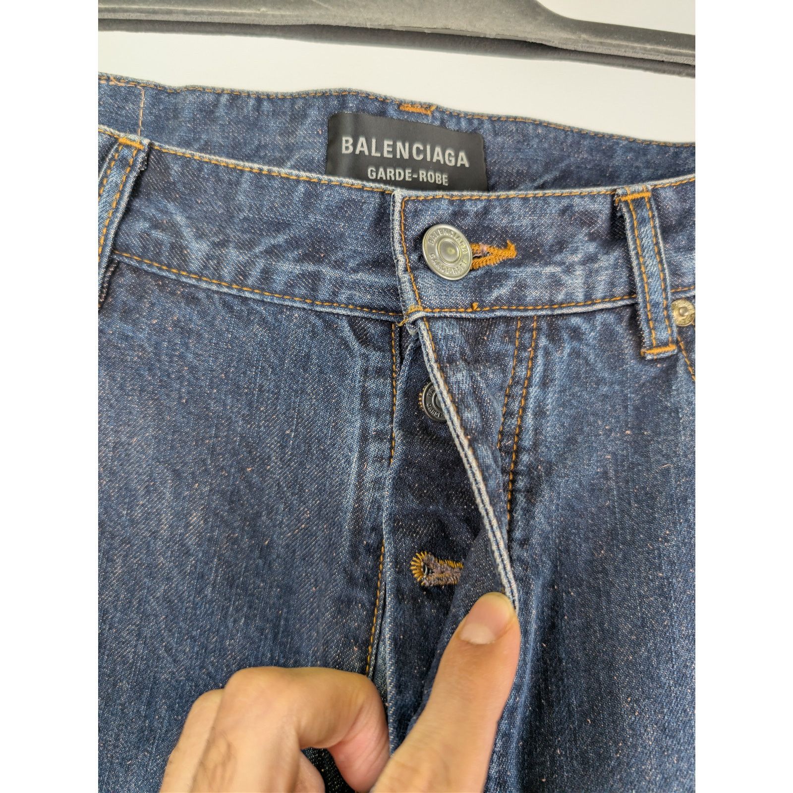 Balenciaga o1rshd1 Silk Blue Japanese Denim Baggy Pants in Dark Indigo Size US 30 / EU 46 - 6 Thumbnail