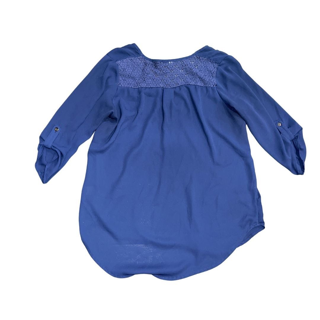 Other Papermoon Navy Blue Chiffon Lace Trim V-Neck Blouse Career Size M / US 6-8 / IT 42-44 - 2 Thumbnail