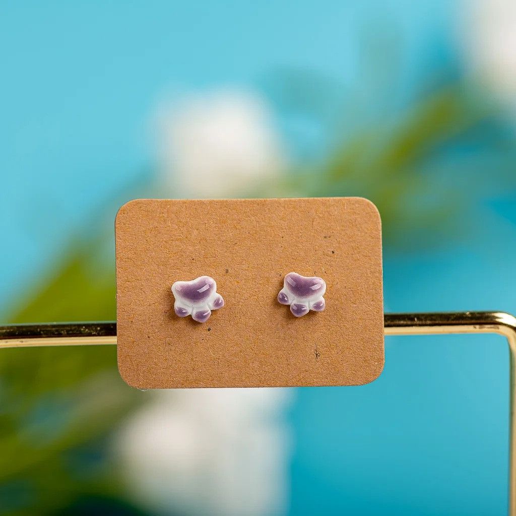Jewelry Paw Stud Earrings Ceramic Ear Gift For Her Size ONE SIZE - 1 Preview