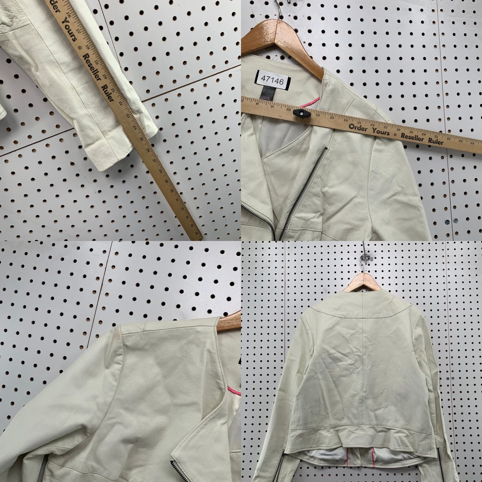 Victoria's Secret Victoria's Secret Leather Motorcycle Jacket Womens XL White Slant Zip Biker Size XL / US 12-14 / IT 48-50 - 10 Thumbnail