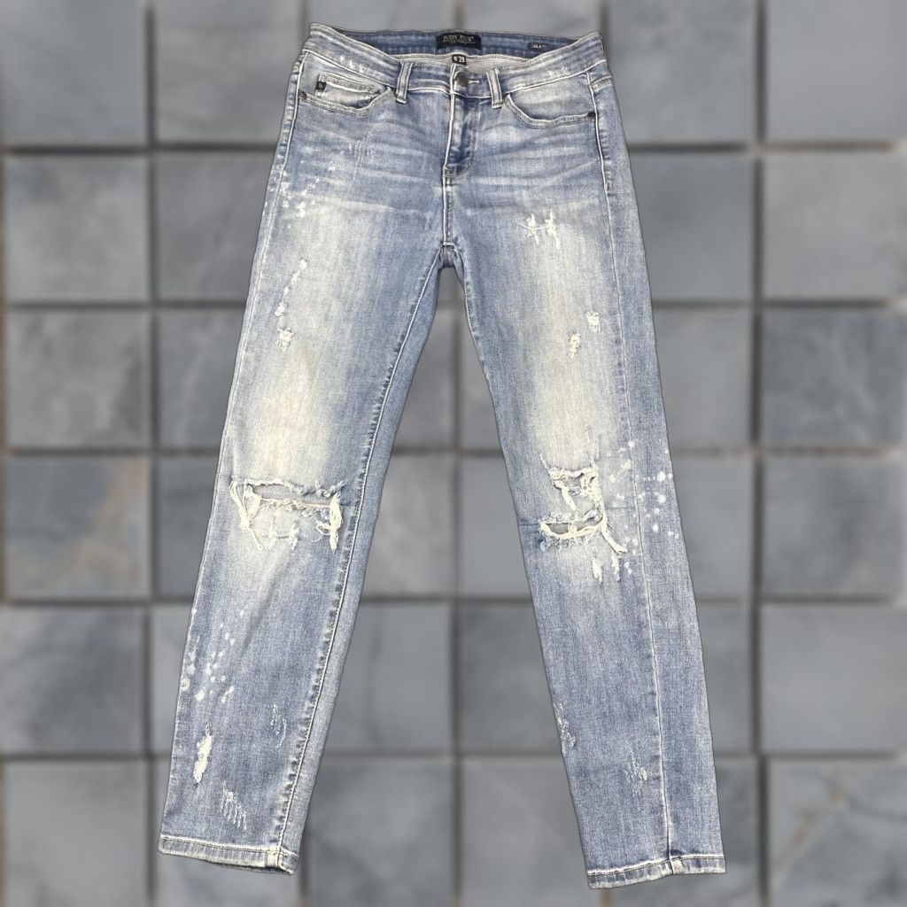 Vintage Judy Blue Jeans Womens 29 Skinny Distressed Light Wash Stretch Denim Slim Mid Rise Pockets Zip Size 29" - 1 Thumbnail