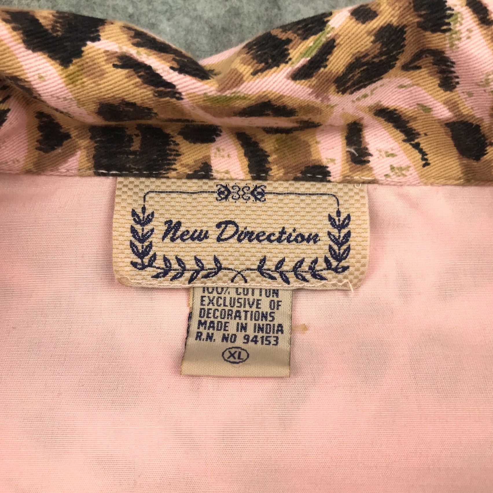Vintage New Directions Blazer Shirt Womens XL Pink Leopard Twill Beaded Button Down Size XL / US 12-14 / IT 48-50 - 5 Thumbnail