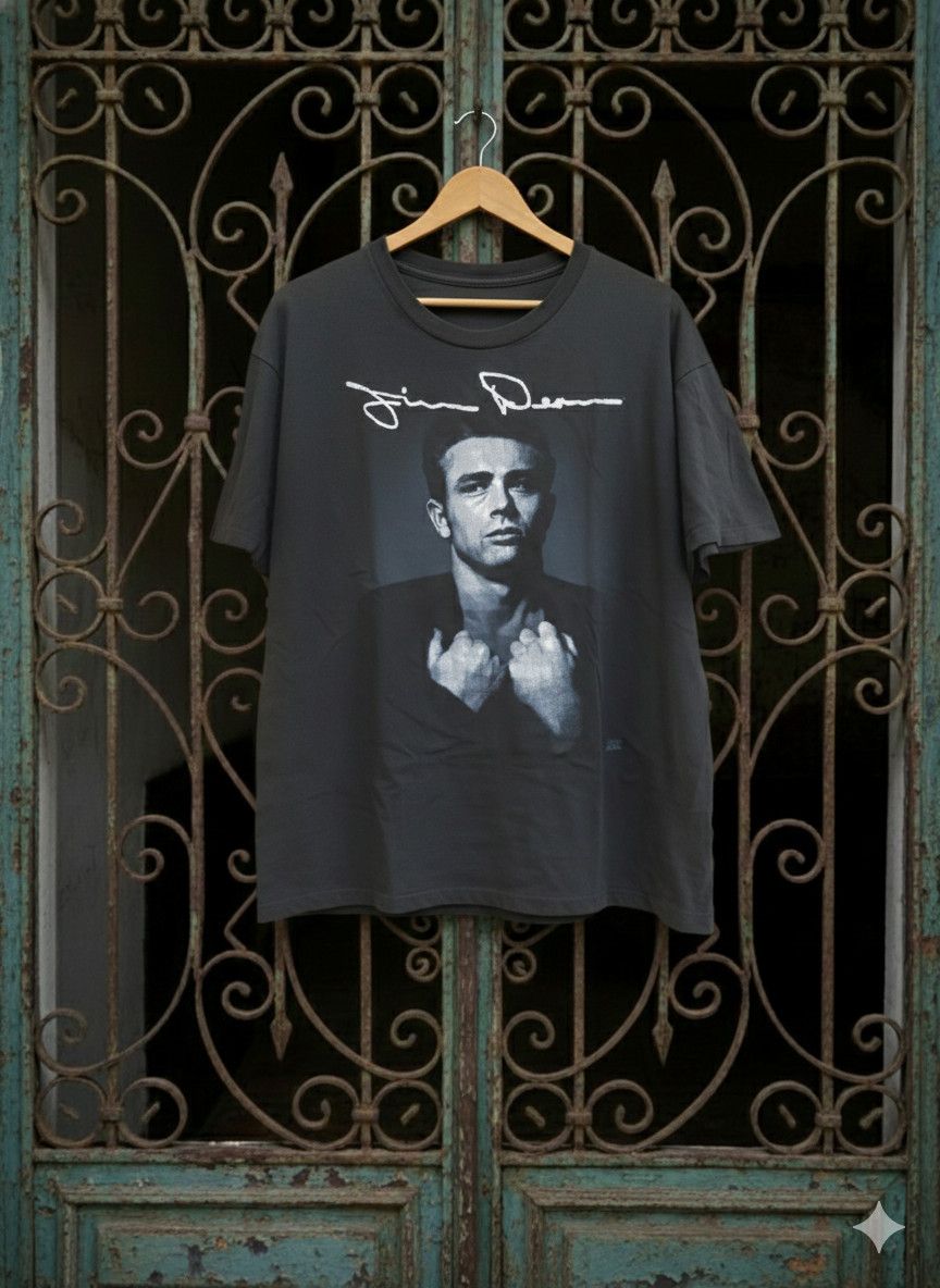 トップス JAMES DEAN MEMORIAL PORTRAIT 1931-1955 Vintage James Dean 1931-1955 Memorial Portrait T-Shirt - www