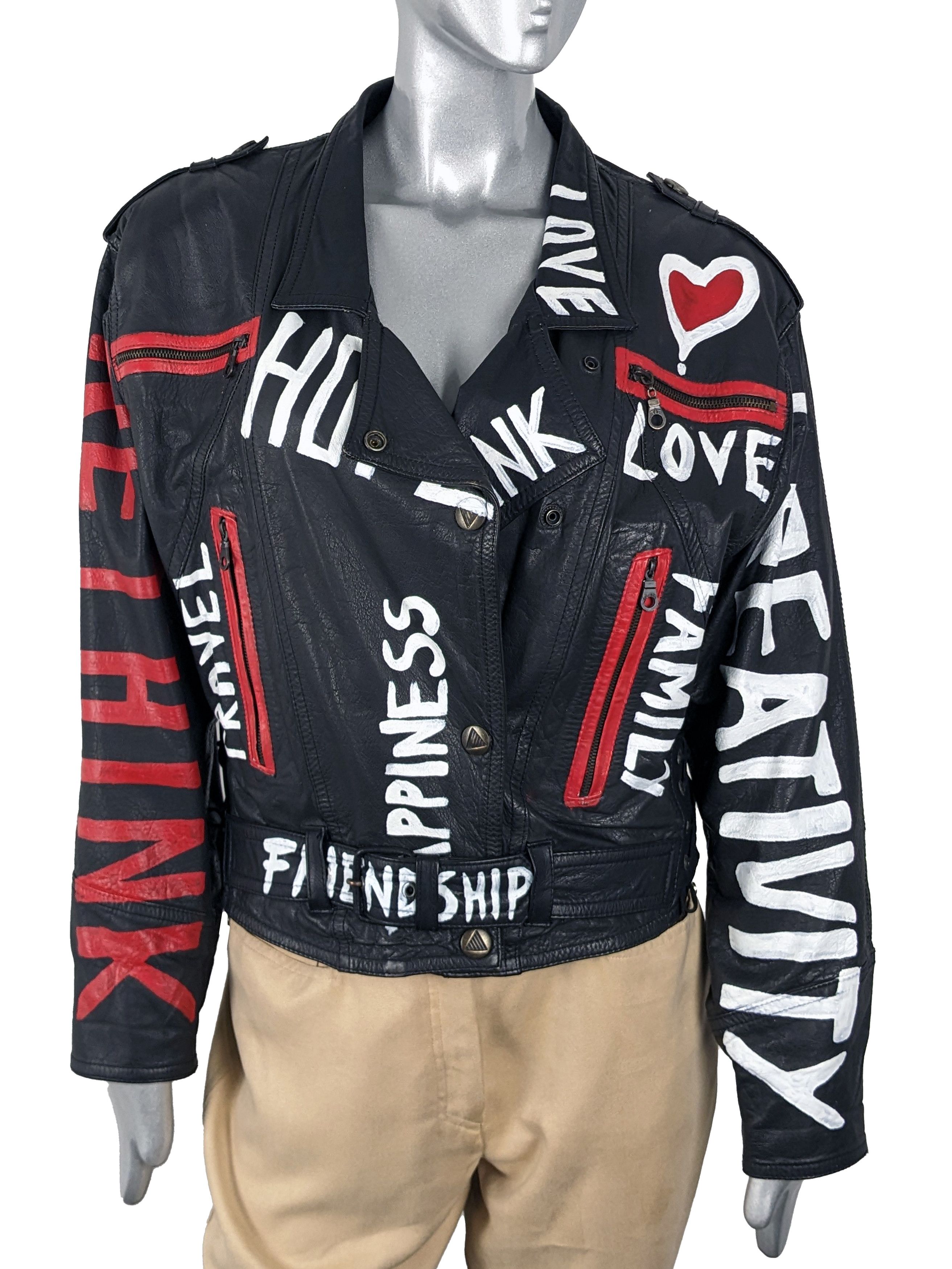 Vintage Vintage custom hand-painted leather motorcycle biker jacket Size M / US 6-8 / IT 42-44 - 7 Thumbnail