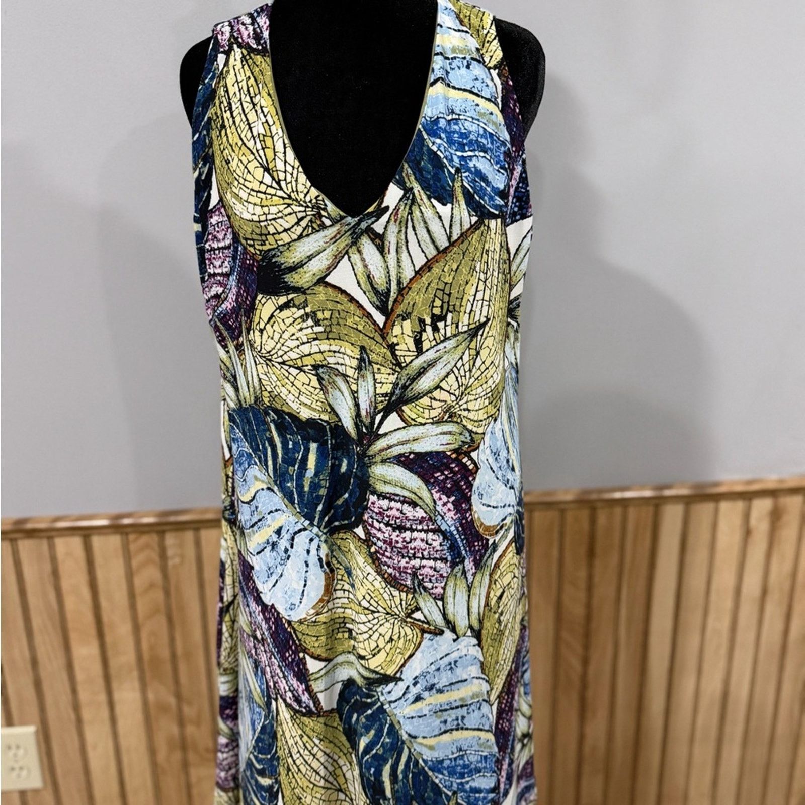 Anne Klein Anne Klein Vibrant Mosaic Leaf Midi Dress Size 12 Size XL / US 12-14 / IT 48-50 - 6 Thumbnail
