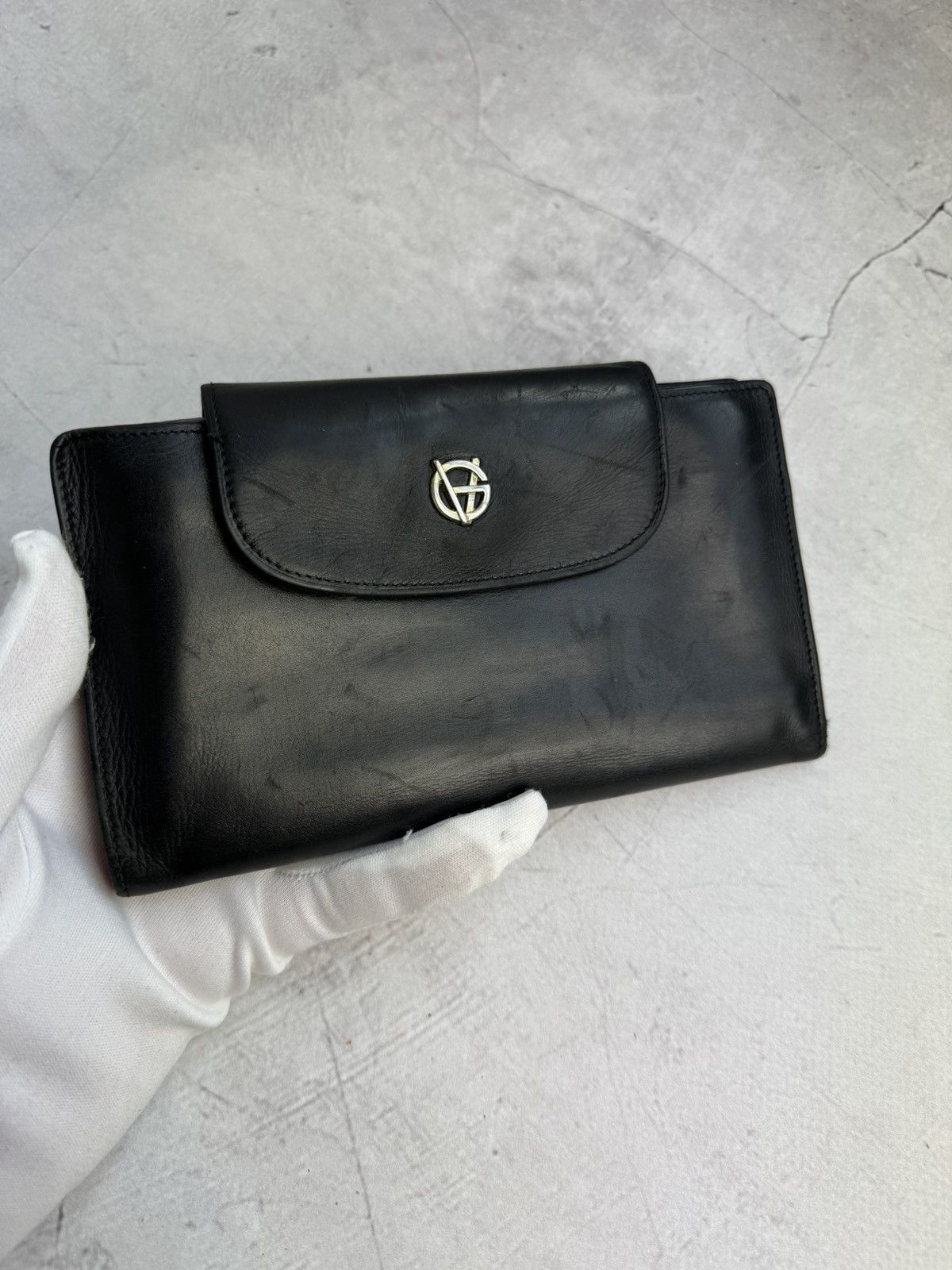 Gianni Versace Vintage Black Leather Wallet