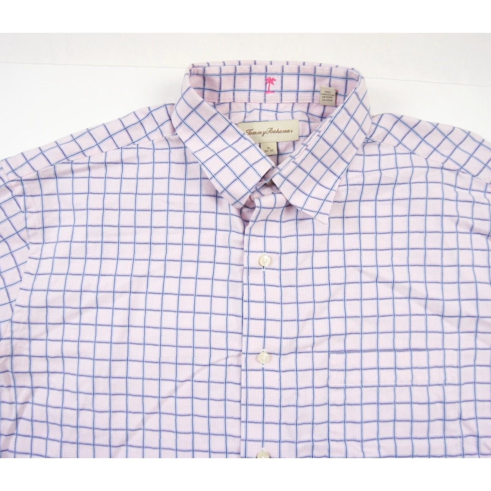 Tommy Bahama Tommy Bahama Men's Long Sleeve Button-Up Shirt 16 34-35 Pink Cotton Dress Casual Business Work Size 42R - 2 Thumbnail