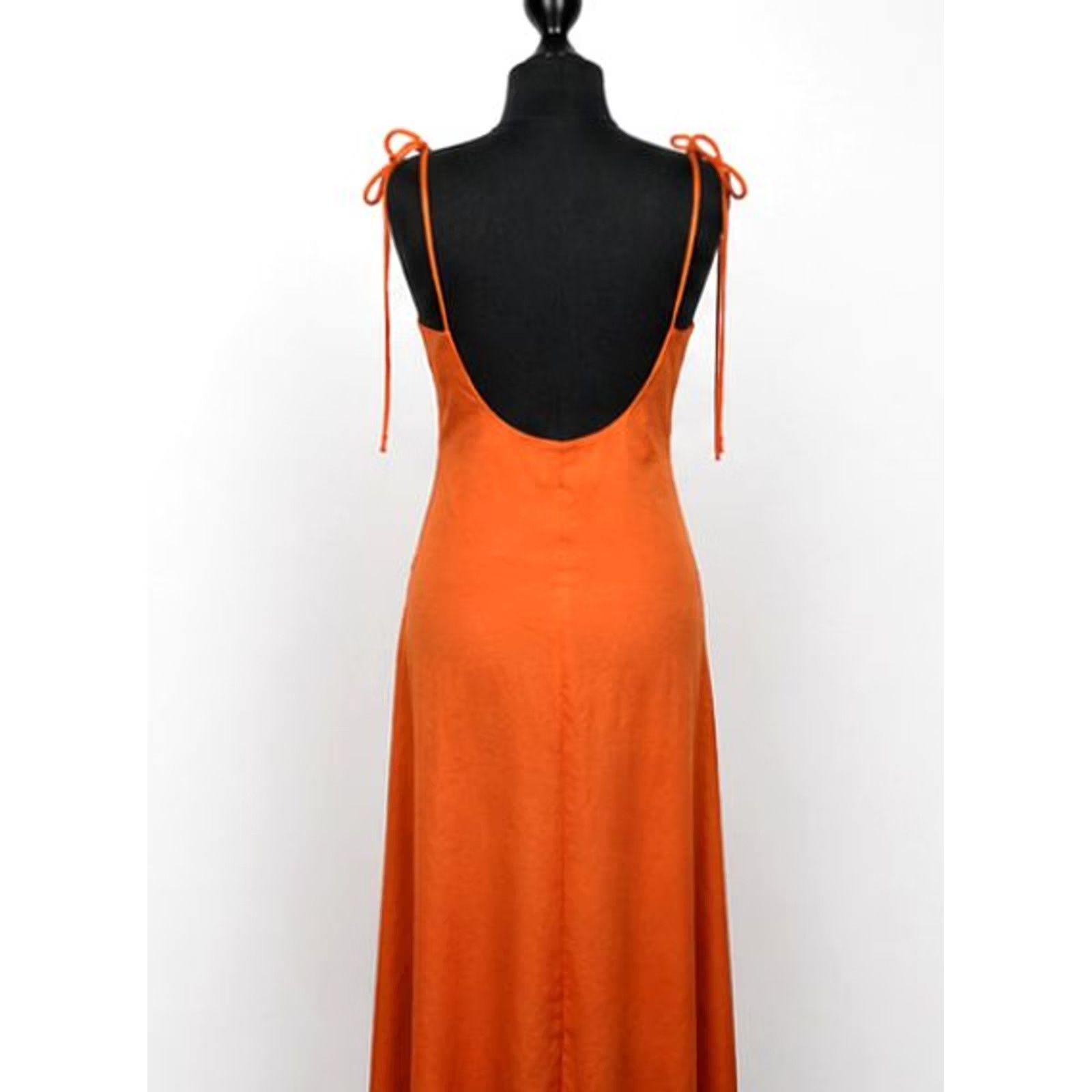 Sandro Sandro Paris womens orange midi slip dress Size 38 open back tie strap BNWT Size XS / US 0-2 / IT 36-38 - 4 Thumbnail