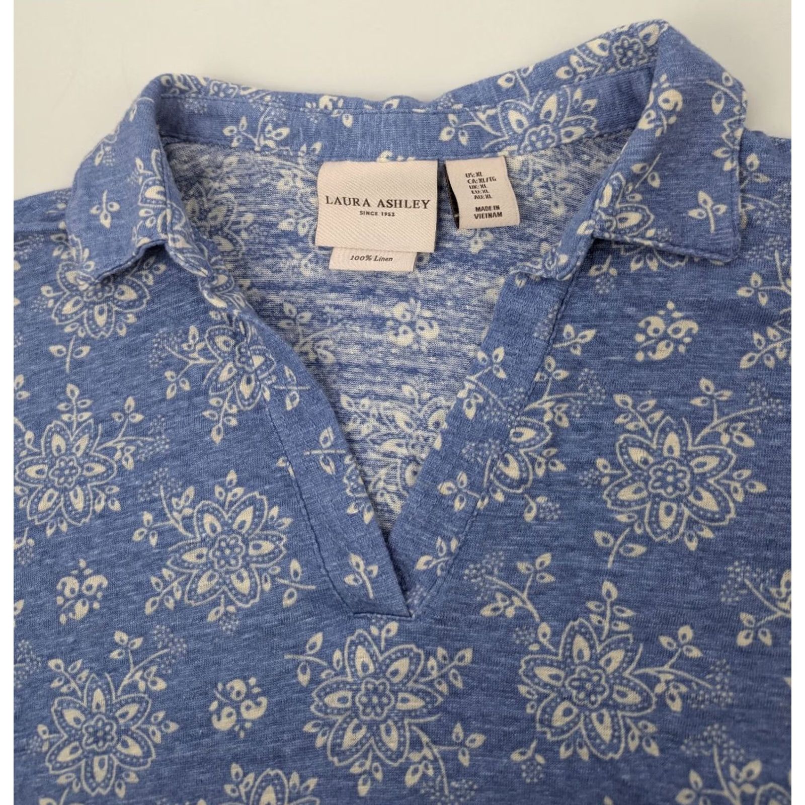 Laura Ashley Laura Ashley Womens Lightweight Linen Cap Sleeve Shirt XL Blue Beach Boho Shirt Blouse Linen Knit Size XL / US 12-14 / IT 48-50 - 6 Thumbnail