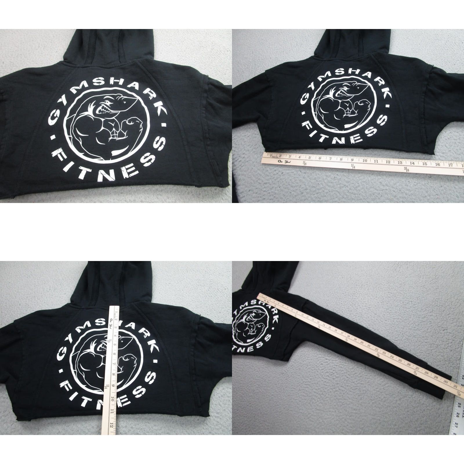 Gymshark Gymshark Hoodie Womens XS Cropped Black Cut Off Raw Hem Pullover Shark Fitness Size XS / US 0-2 / IT 36-38 - 8 Thumbnail