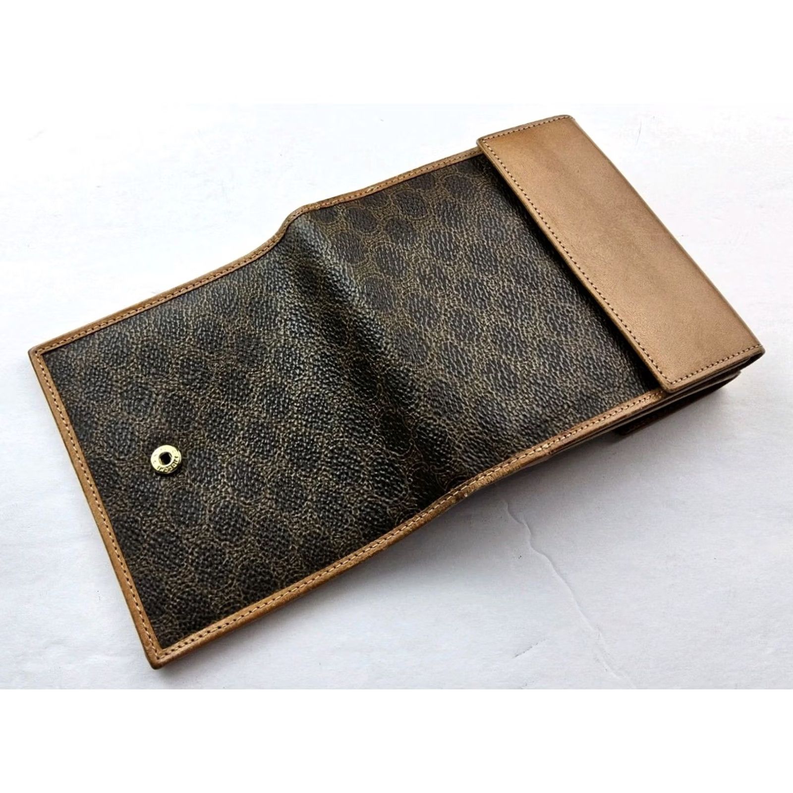 Celine CELINE Wallet Bifold PVC Leather Trim Brown Size ONE SIZE - 7 Thumbnail