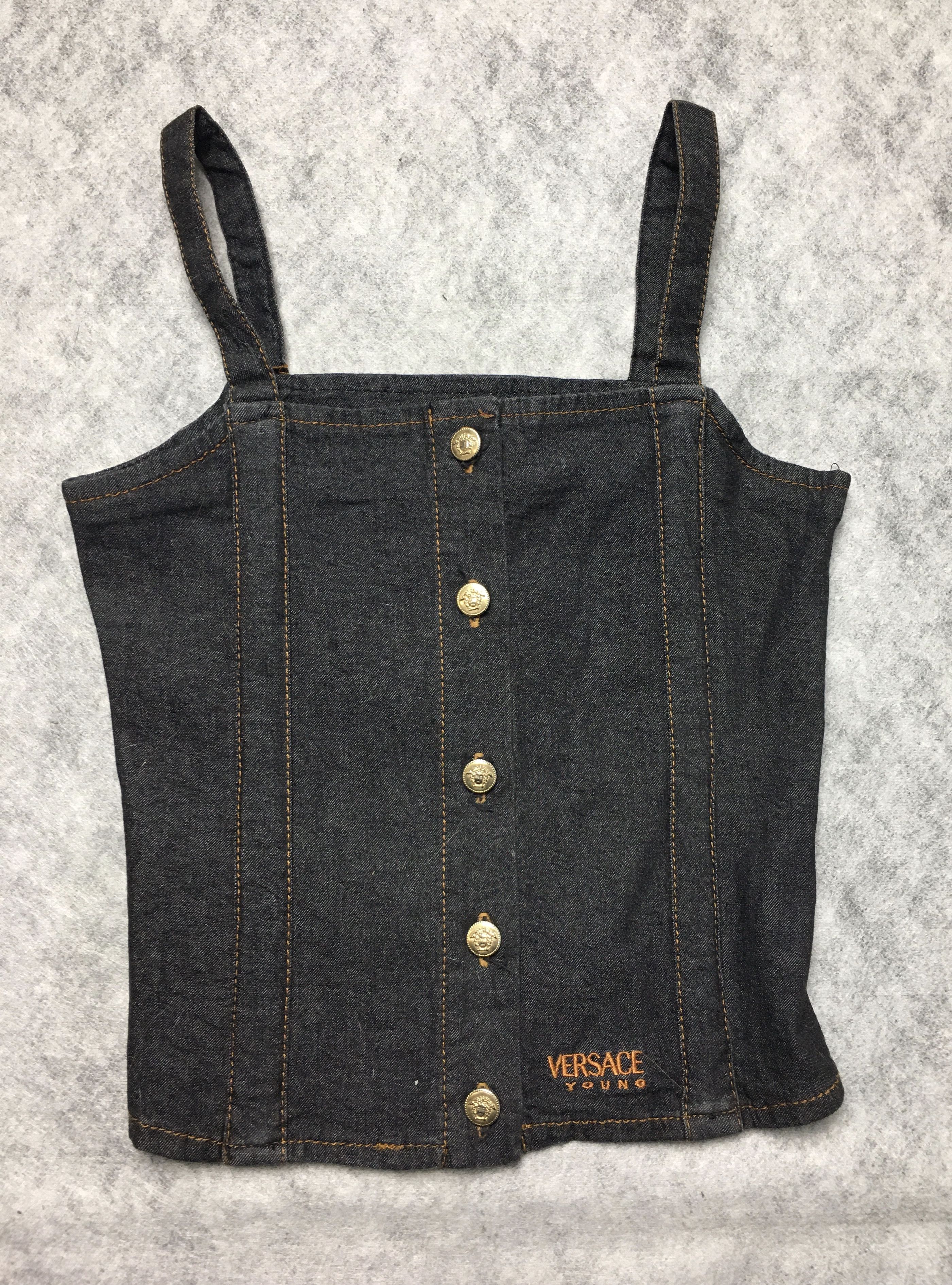 Versace Versace Young Medusa Denim Corset Crop Top Sz 10 IT36 Size XS / US 0-2 / IT 36-38 - 1 Thumbnail