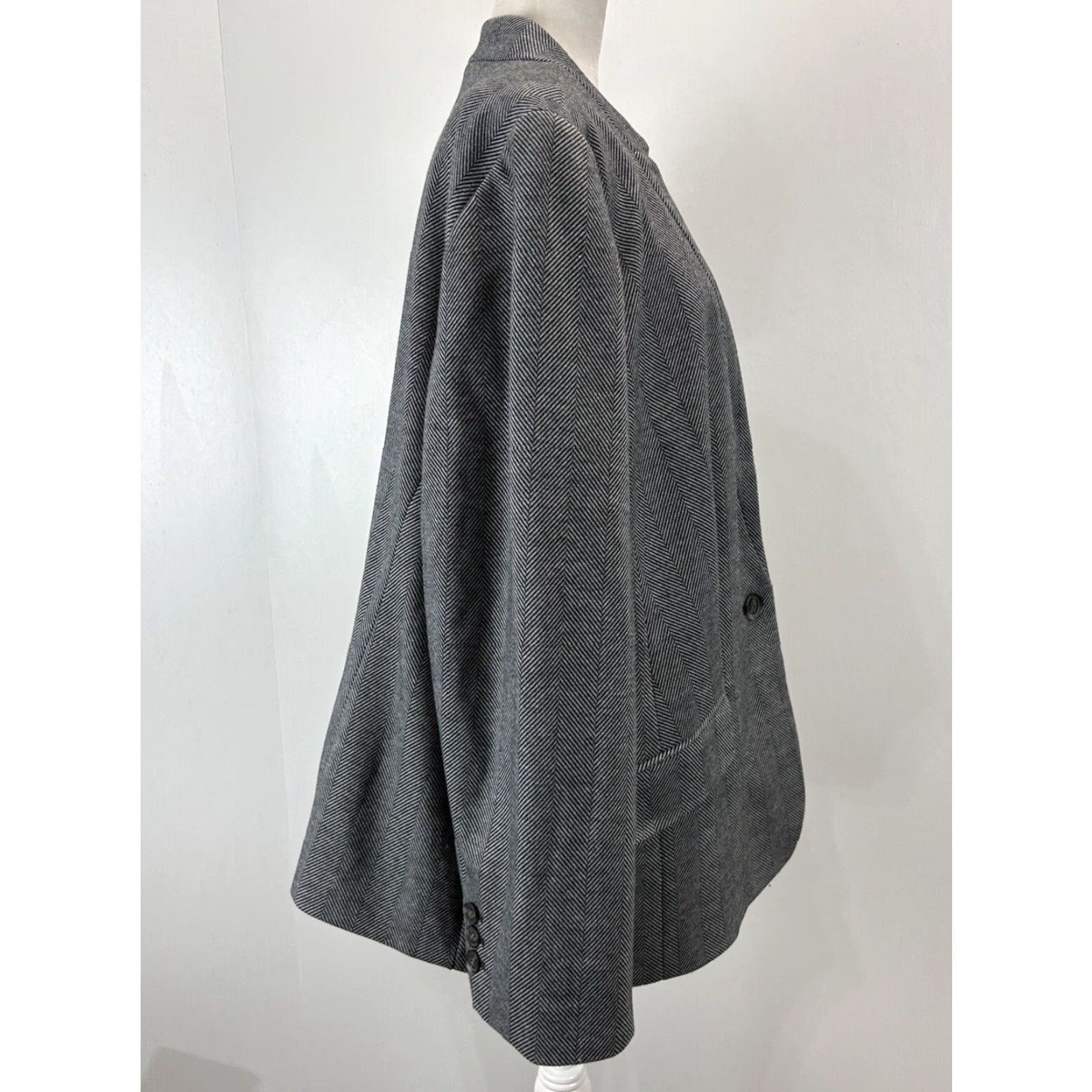 Talbots Talbots Plus Blazer Jacket 22W Gray Herringbone Long Sleeve Womens Size 3XL / US 20-22 - 4 Thumbnail