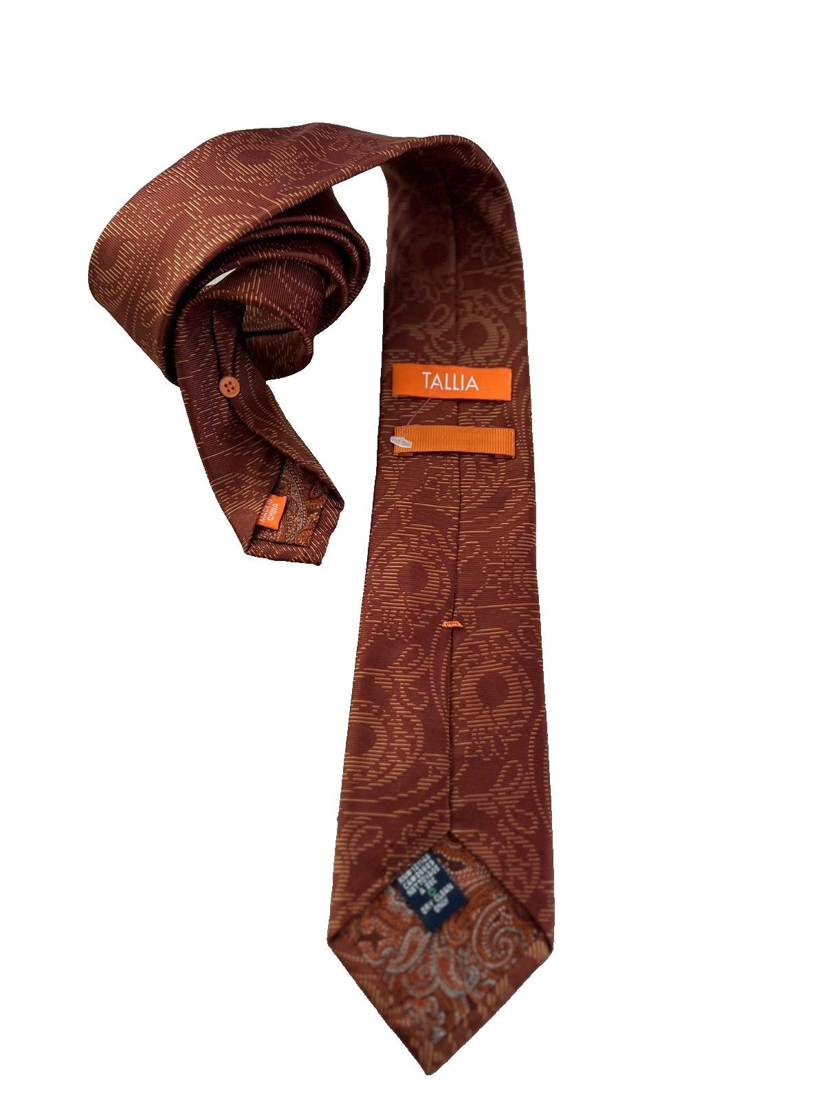Tallia Tallia Paisley Silk Tie Dark Orange Size ONE SIZE - 2 Thumbnail