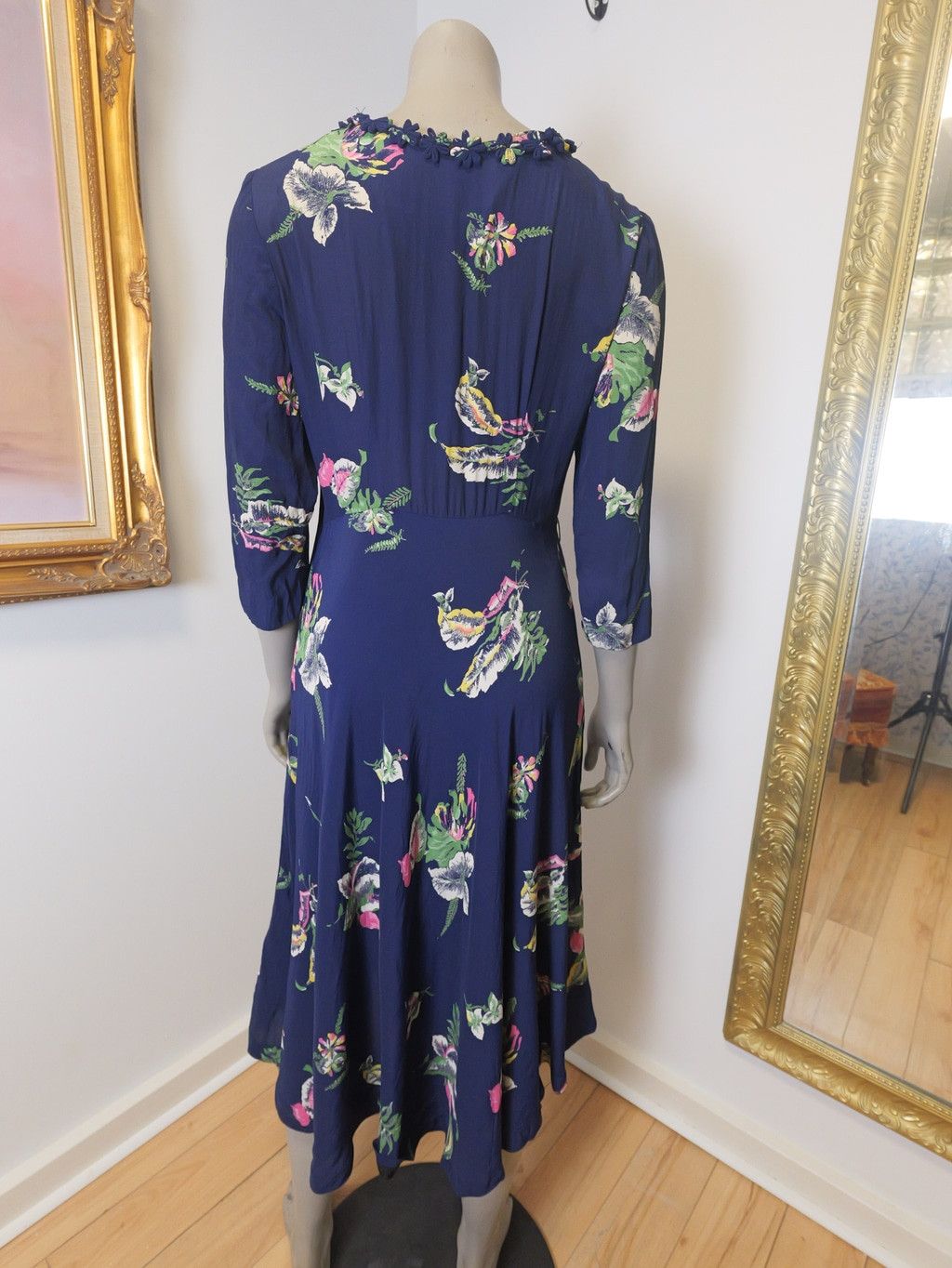 Vintage Women’s Vintage Authentic 1940’s Size Medium Floral Dress Size L / US 10 / IT 46 - 6 Thumbnail
