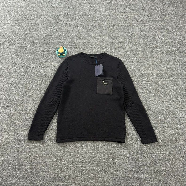 Prada Black Sweater with Triangle Logo - dmc