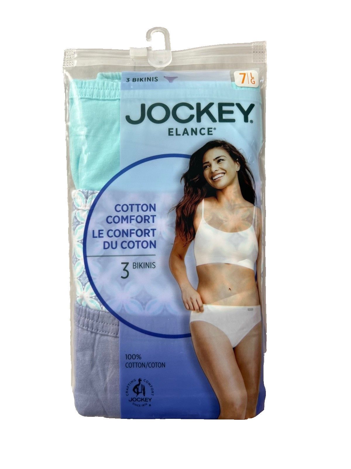 Jockey Jockey Elance Cotton 3 Bikini Underwear Panties ( 7/L ) Size 32" / US 10 / IT 46 - 1 Thumbnail