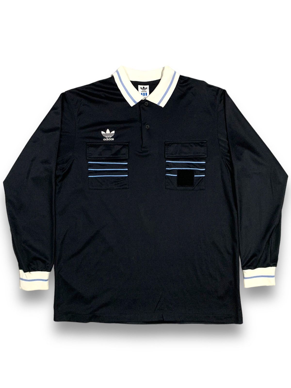image of Vintage 92’S Adidas Referee Uefa Euro ‘92 Long Sleeve Jersey in Black, Men's (Size Medium)