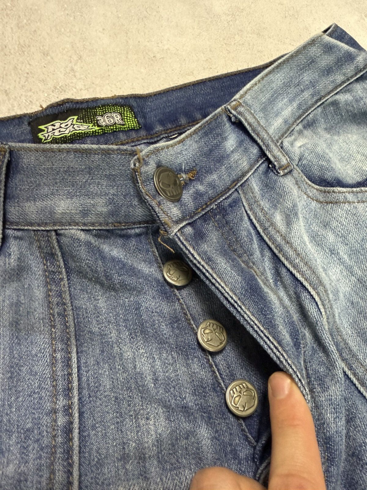 Japanese Brand × No Fear SICK🚨 No Fear Jeans Denim Pants Baggy Straight Wash Rap 90s Size US 36 / EU 52 - 7 Thumbnail