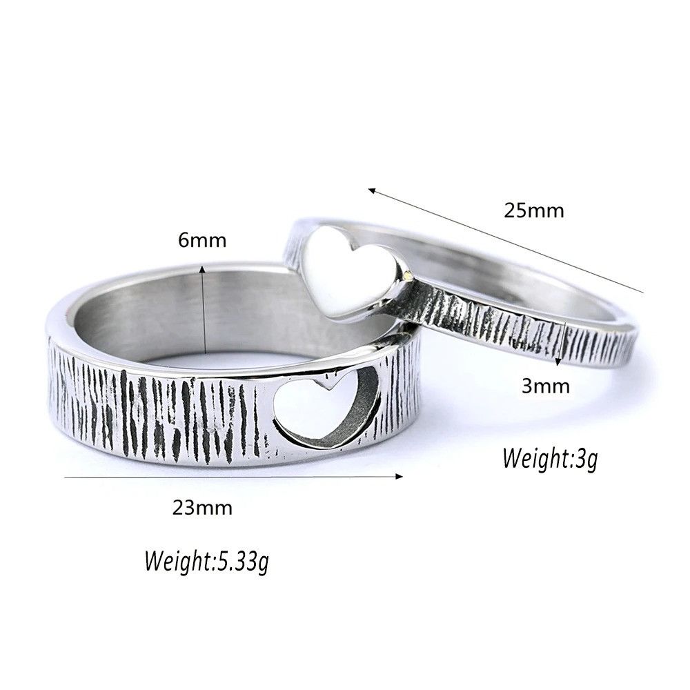 Vintage 2pcs Heart Matching Rings Size 28 - 3 Thumbnail