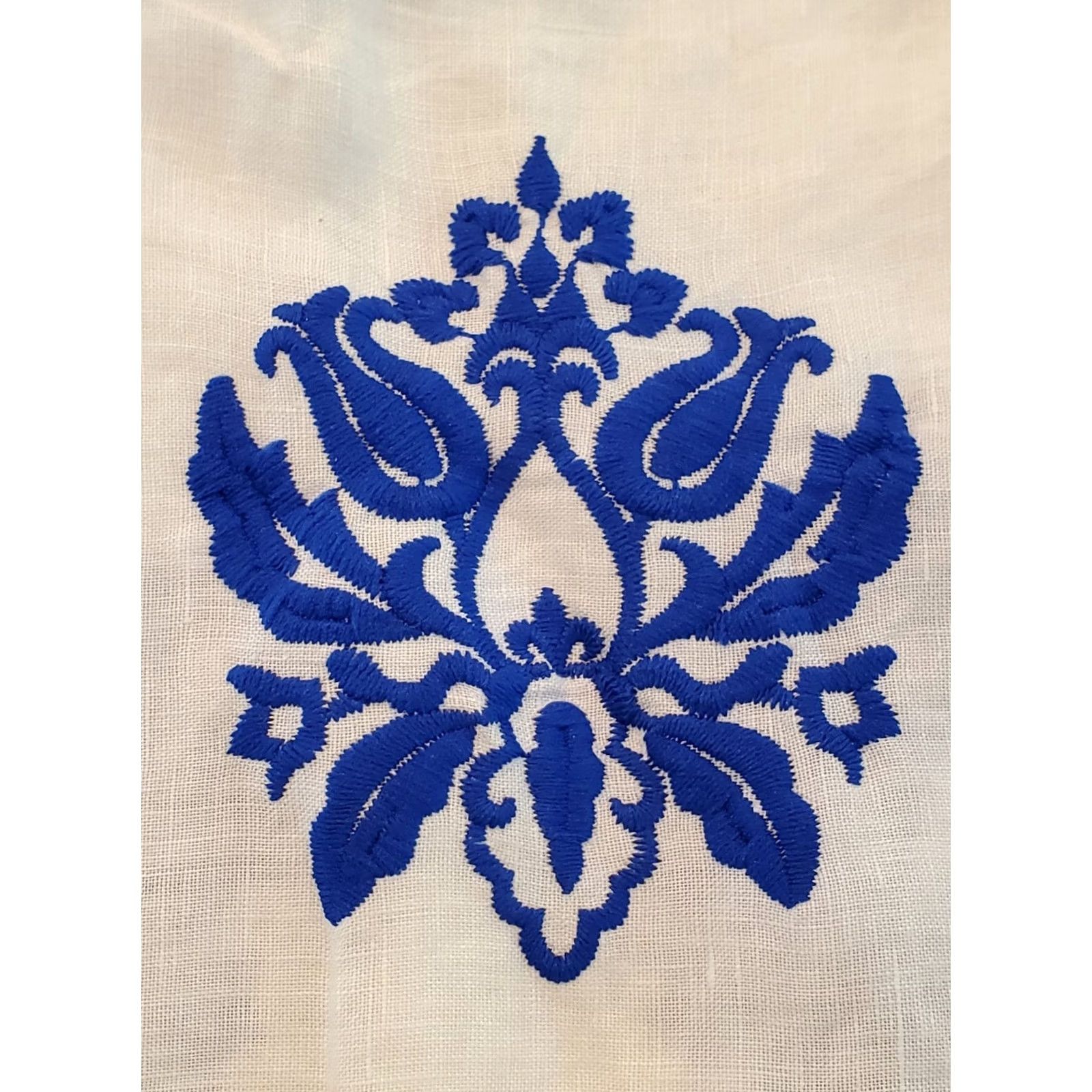 Zara ZARA Embroidered Midi Linen Skirt White/Blue Women's S New With Tags NWT Size 28" / US 6 / IT 42 - 3 Thumbnail