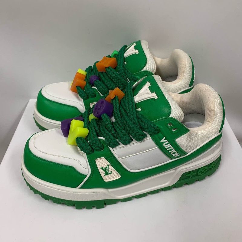 Louis Vuitton Louis Vuitton Trainer Maxi Green and White Sneakers -2508 Size US 8.5 / EU 41-42 - 1 Thumbnail