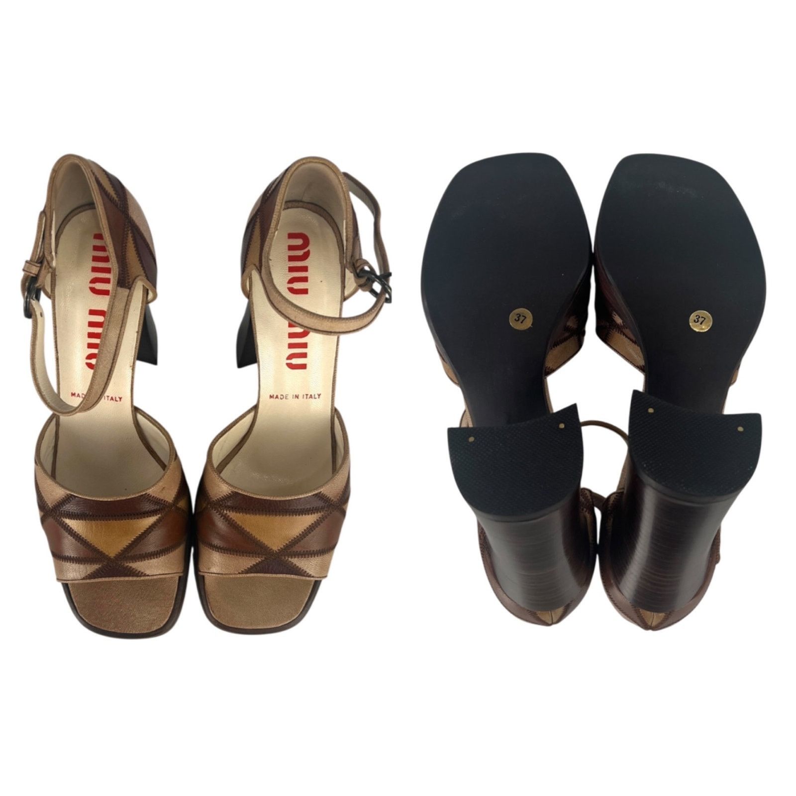 Miu Miu Miu Miu Leather Patchwork Block Heels Size US 7 / IT 37 - 5 Thumbnail