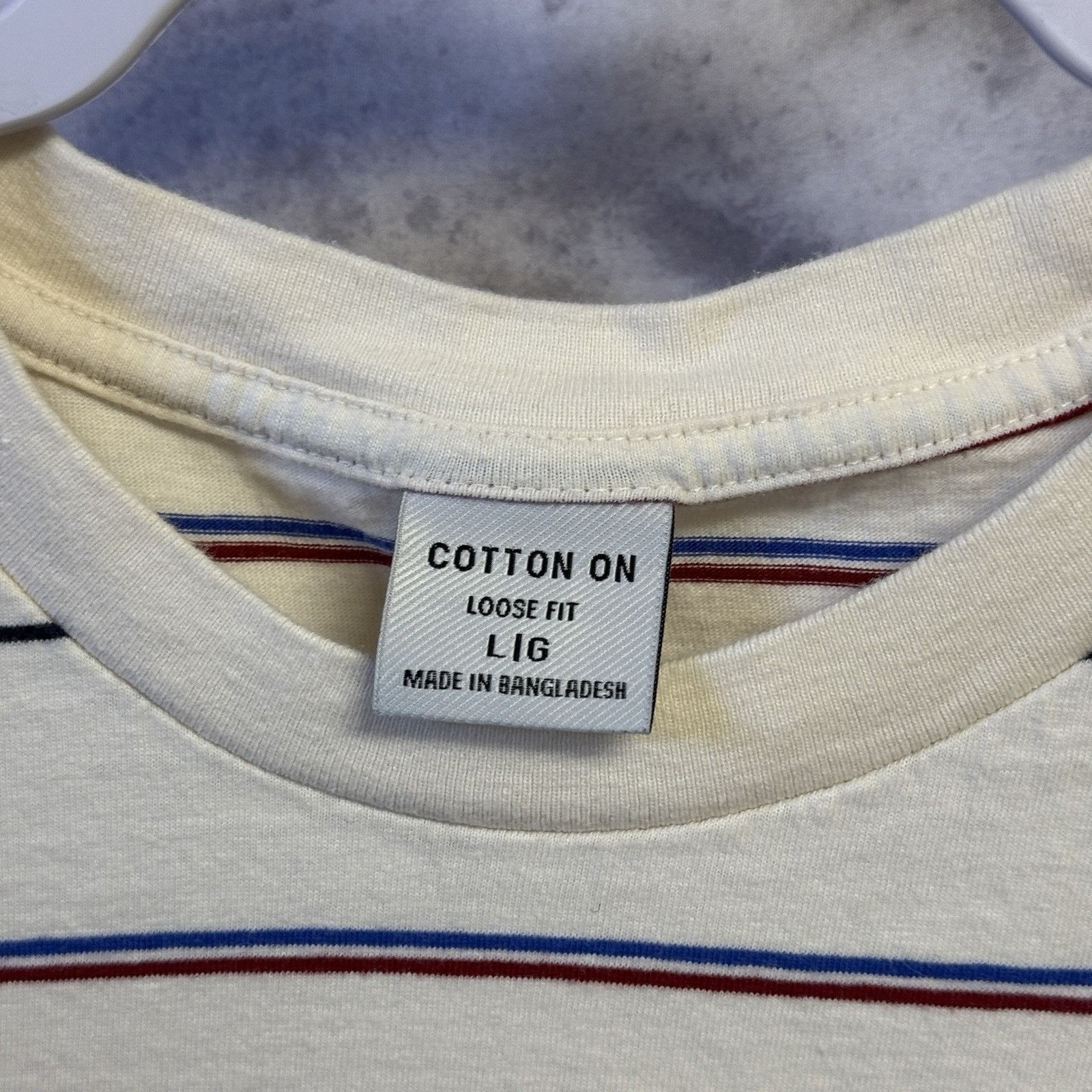Cotton On Beyond T Shirt Mens Large 21x25 White Striped Skate Loose Size US L / EU 52-54 / 3 - 4 Thumbnail