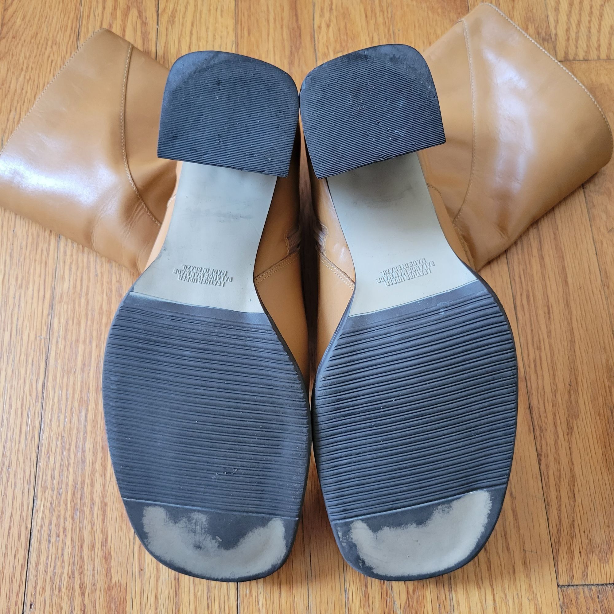 Vintage Bruno Valenti DARCY Block Heel Leather Boots 10 Camel Tan Vi Size US 10 / IT 40 - 4 Thumbnail
