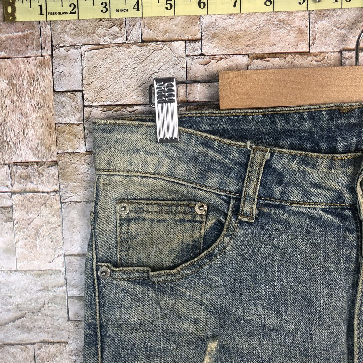 Japanese Brand Bvsseve Blue Distressed ripped jogger Denim Pants #A43 Size US 32 / EU 48 - 8 Thumbnail