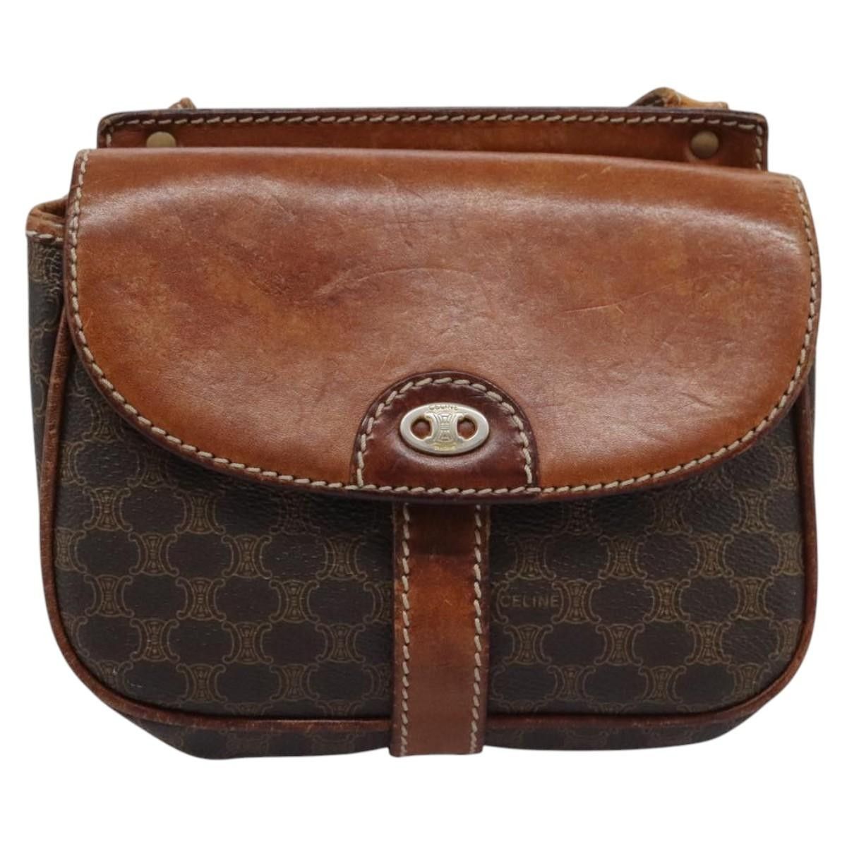 Celine CELINE Macadam Canvas Shoulder Bag Pvc Leather Brown Size ONE SIZE - 2 Thumbnail