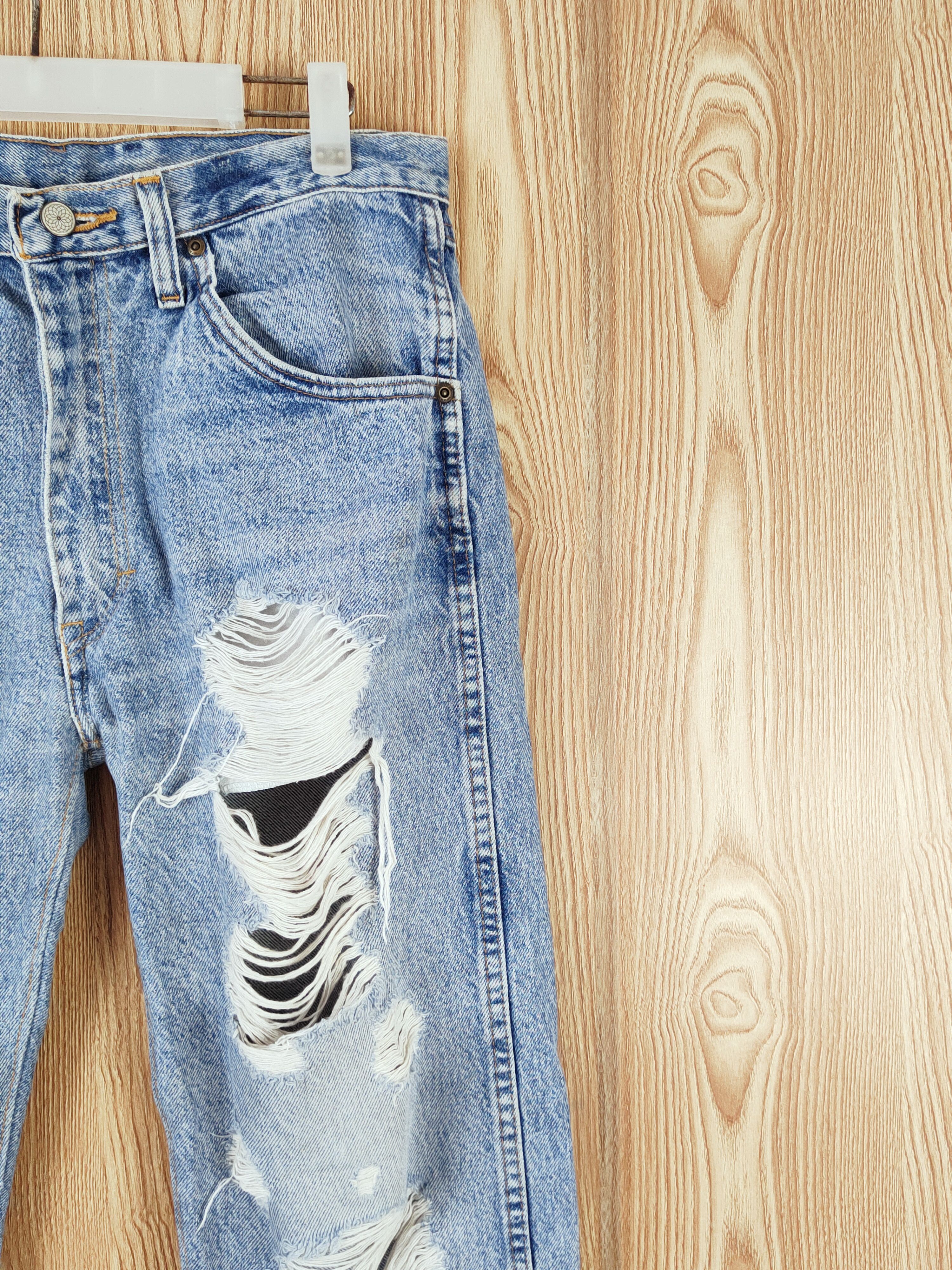 Japanese Brand Japanese Brand Blue Distressed Ripped Jeans #W801 Size US 32 / EU 48 - 5 Thumbnail