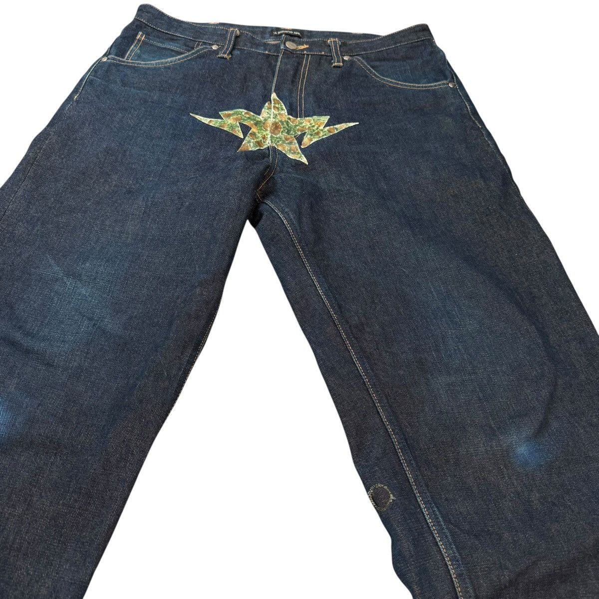 Bape A Bathing Ape Front Star Denim Straight Pants y2k Size US 31 - 10 Thumbnail