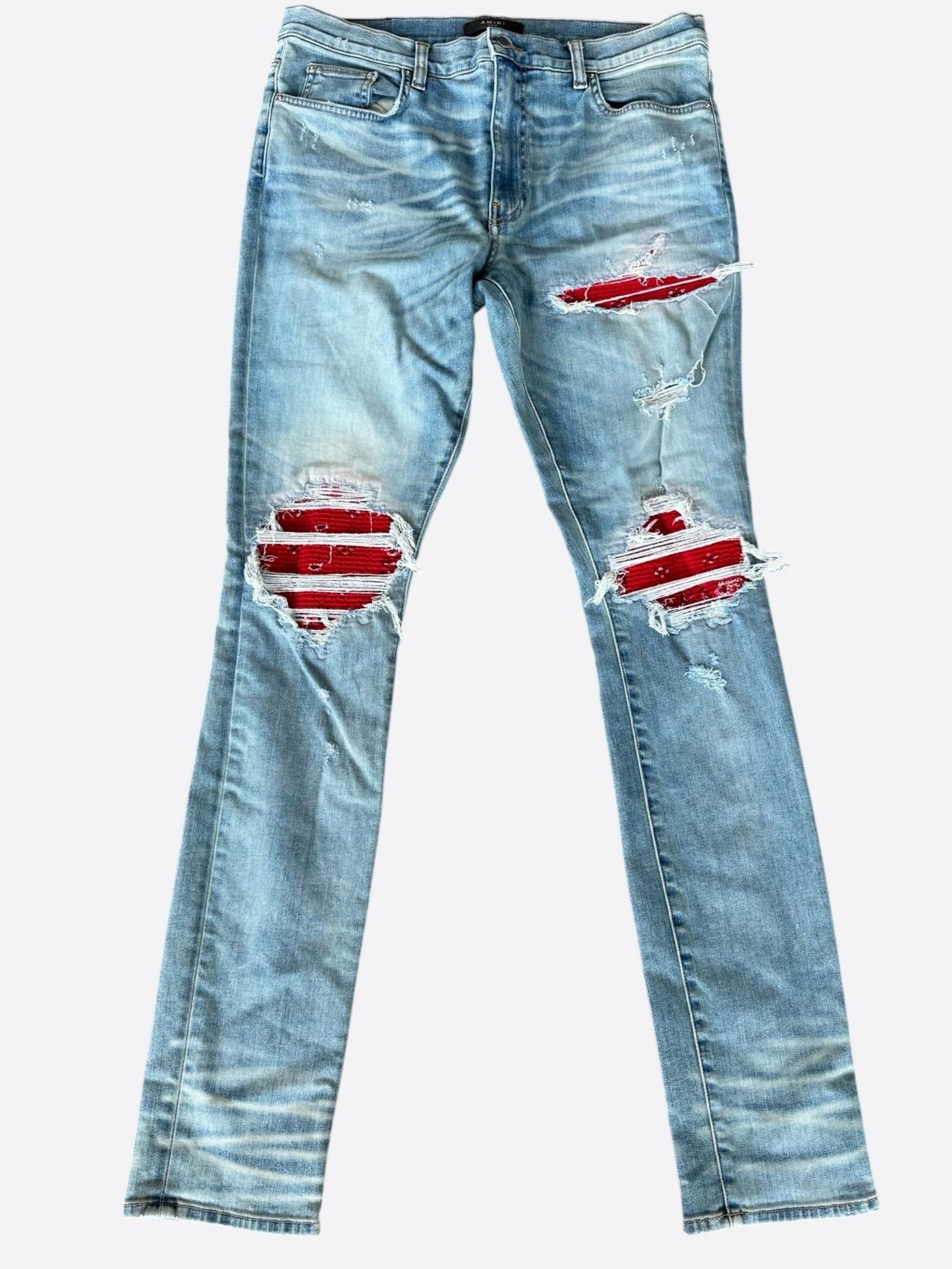 Amiri Amiri Indigo & Red Bandana Patch MX1 Jeans Size US 36 / EU 52 - 1 Thumbnail
