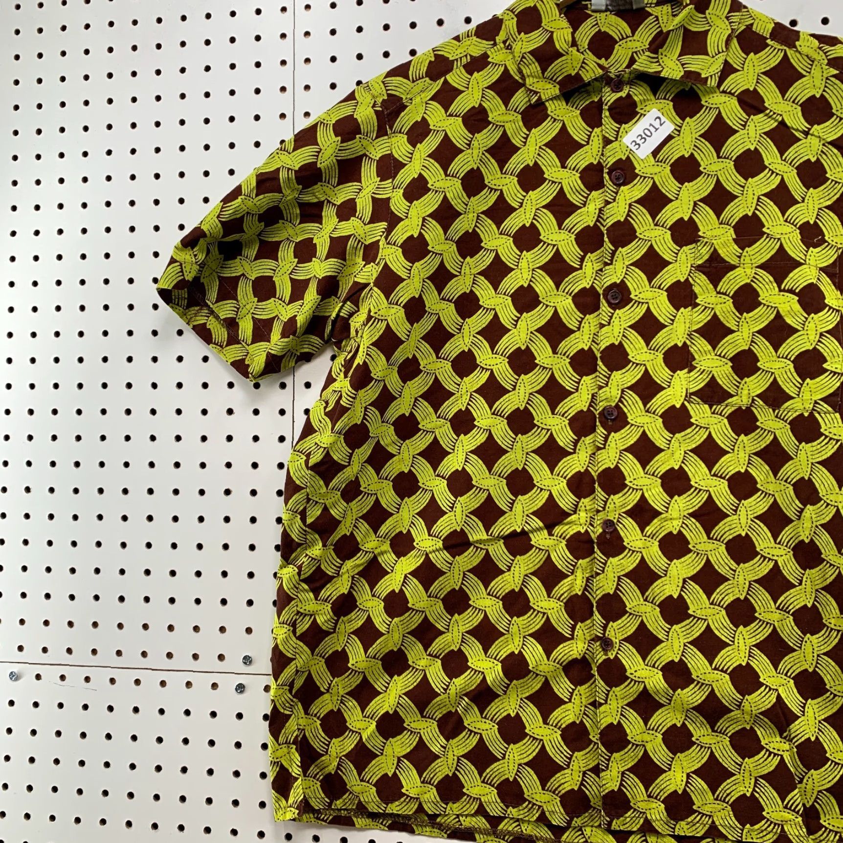 Vintage VINTAGE OKAI Button Shirt Mens Small Brown Yellow Chain Link Pattern Herringbone 22x28.5 90s Mens Shirt Size US S / EU 44-46 / 1 - 2 Thumbnail