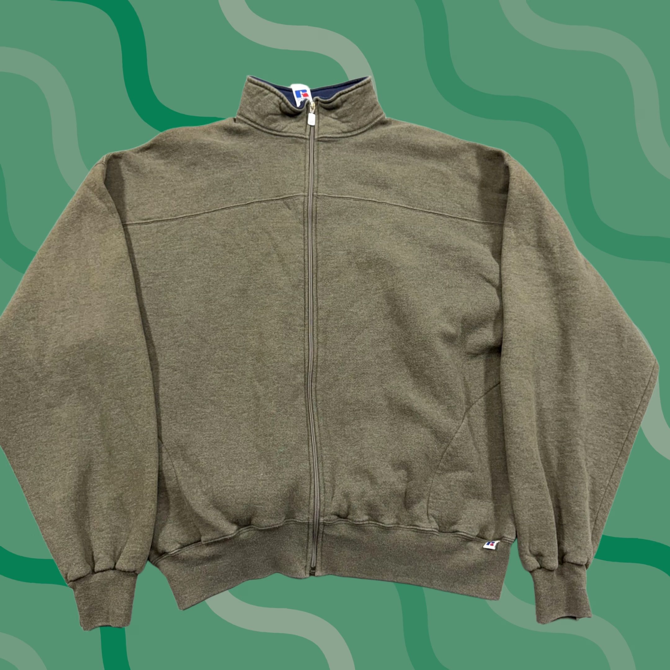 Russell Athletic Russell Athletic Sweatshirt Mens XL Green Fleece Full Zip Mock Neck Blank Size US XL / EU 56 / 4 - 1 Thumbnail