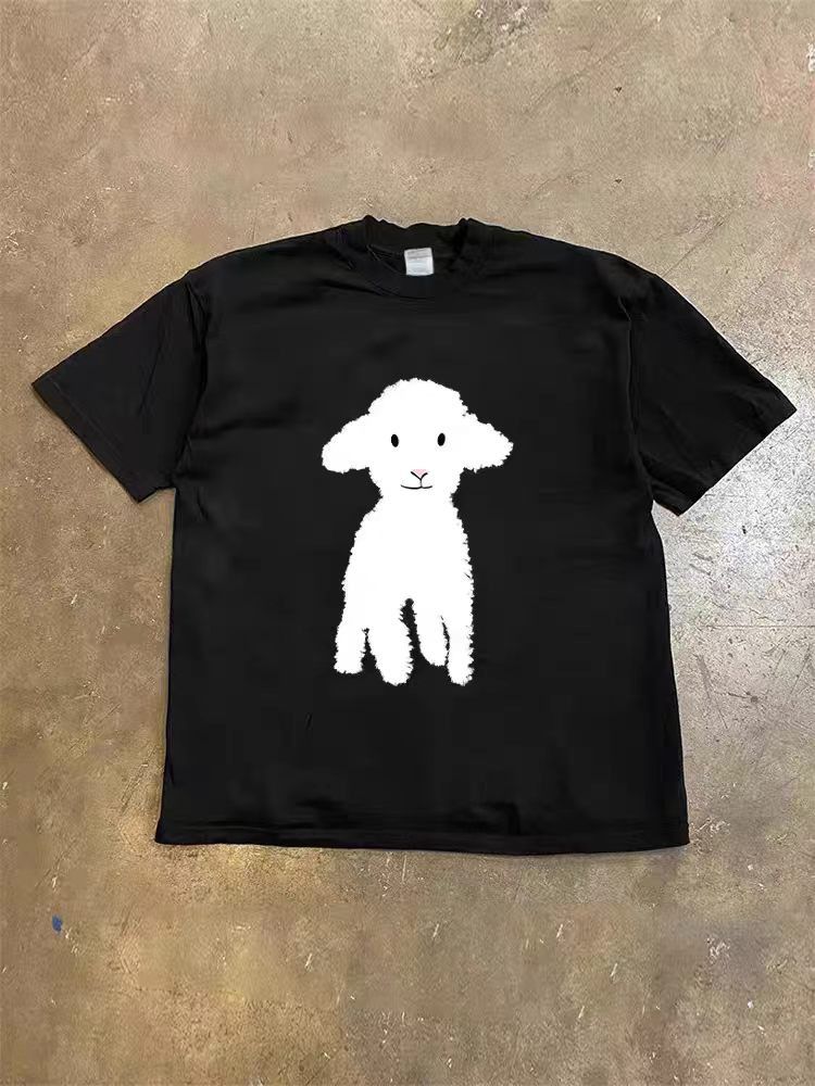 Japanese Brand Black Vintage Lamb Print T-Shirt Size US M / EU 48-50 / 2 - 1 Thumbnail